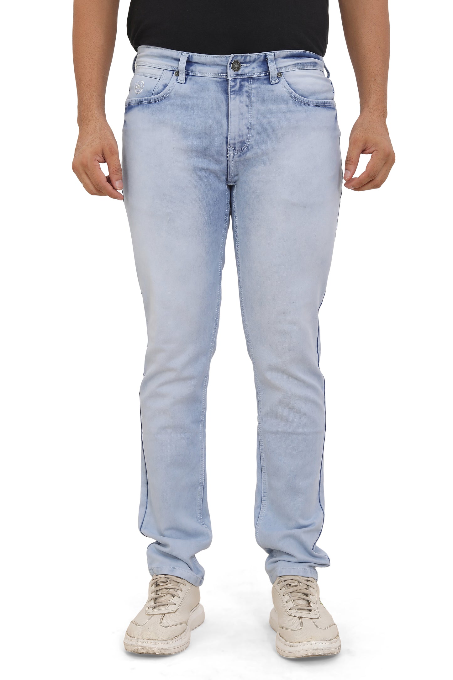 Men's Slim Fit Ankle Length Sky Blue Stretchable Denim Jeans 486