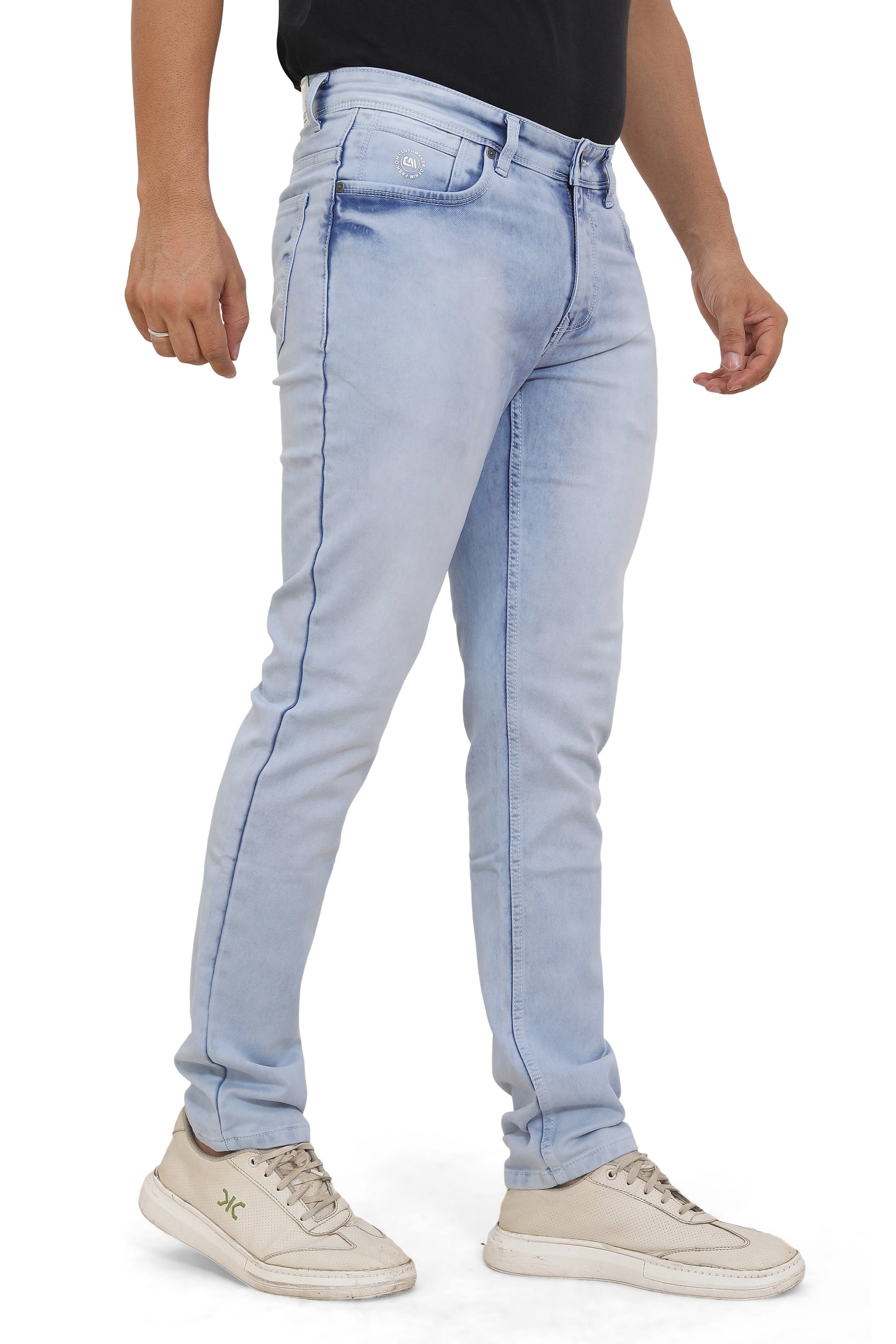Men's Slim Fit Ankle Length Sky Blue Stretchable Denim Jeans 486