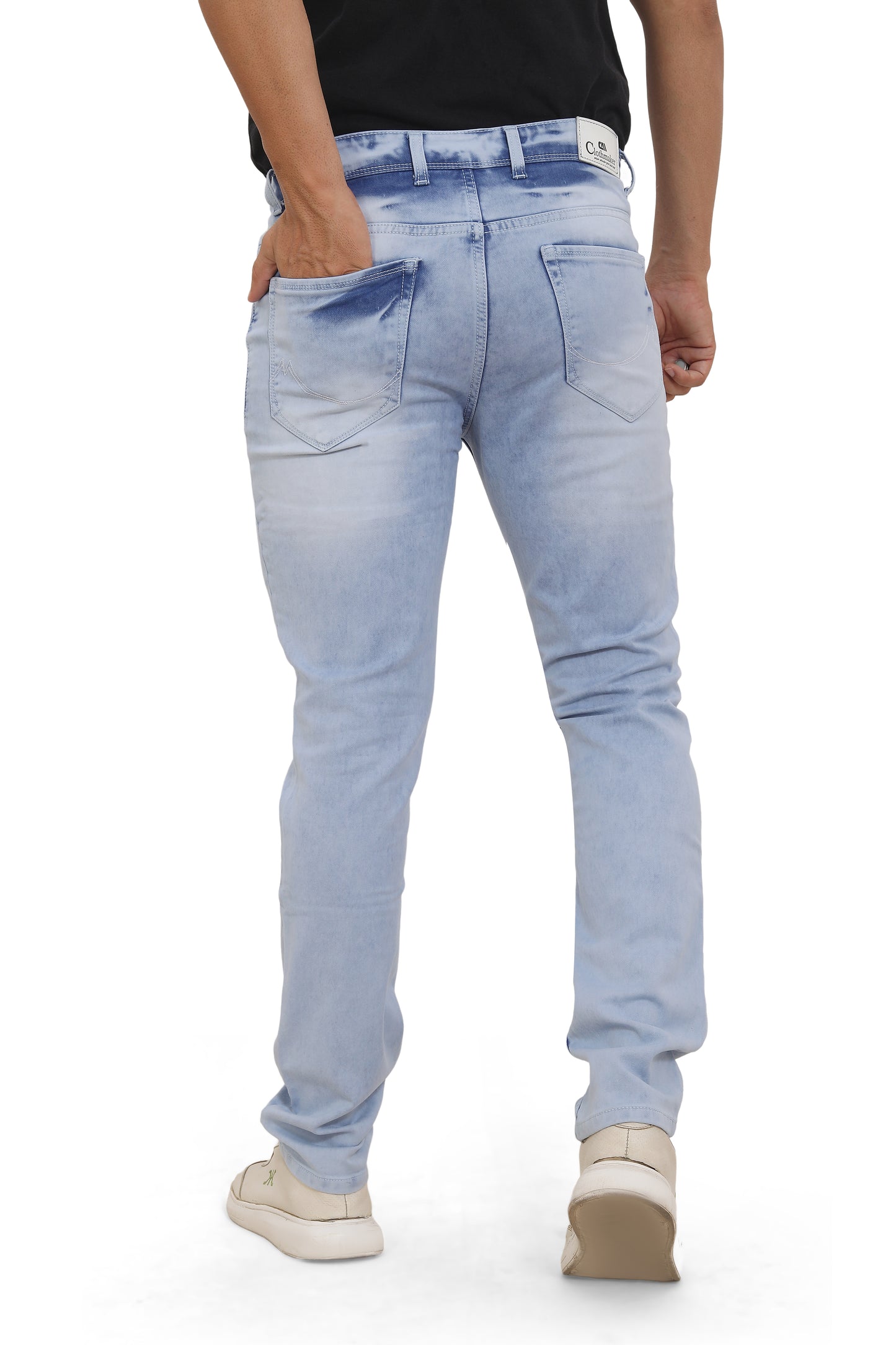 Men's Slim Fit Ankle Length Sky Blue Stretchable Denim Jeans 486
