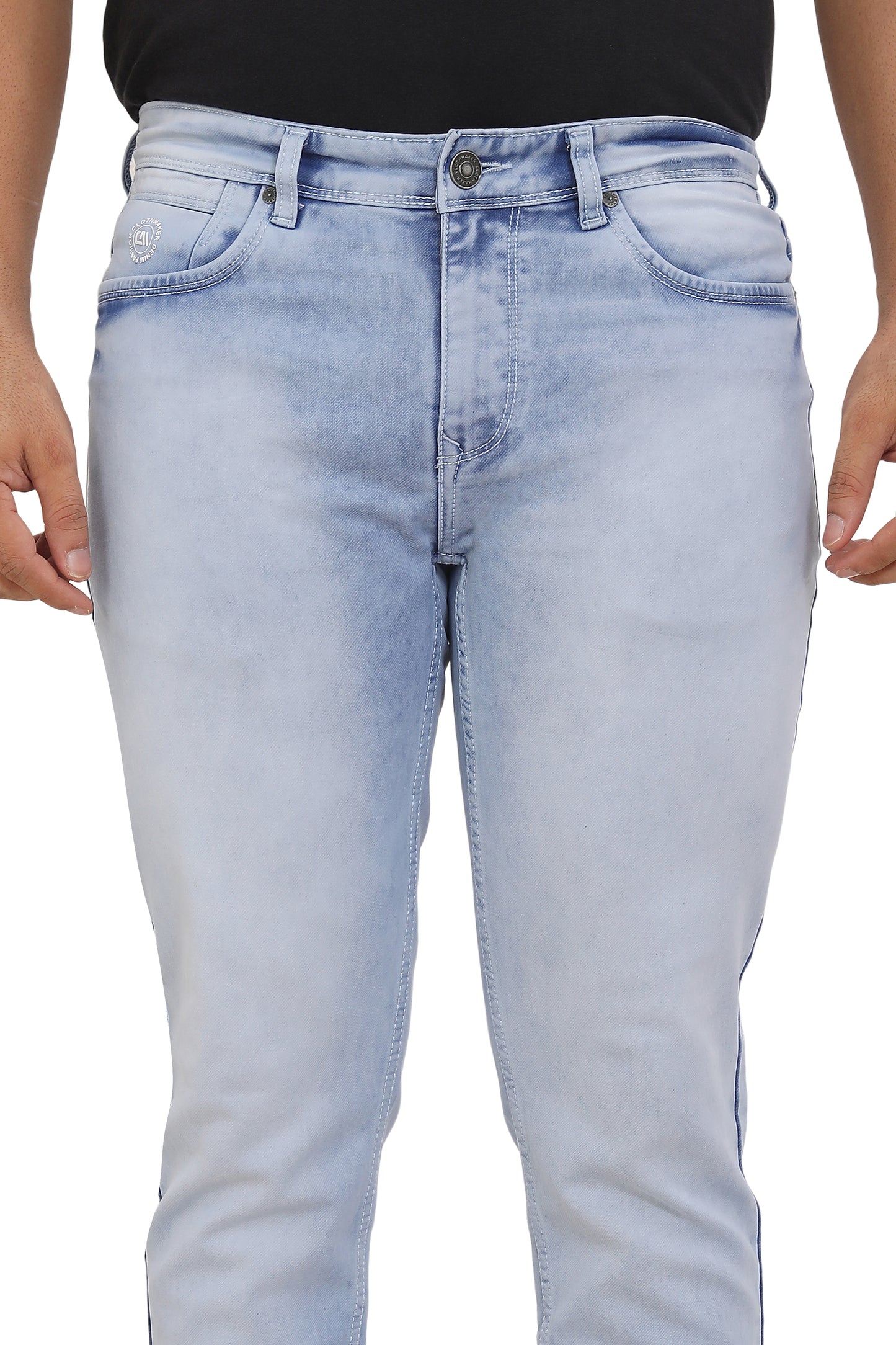 Men's Slim Fit Ankle Length Sky Blue Stretchable Denim Jeans 486