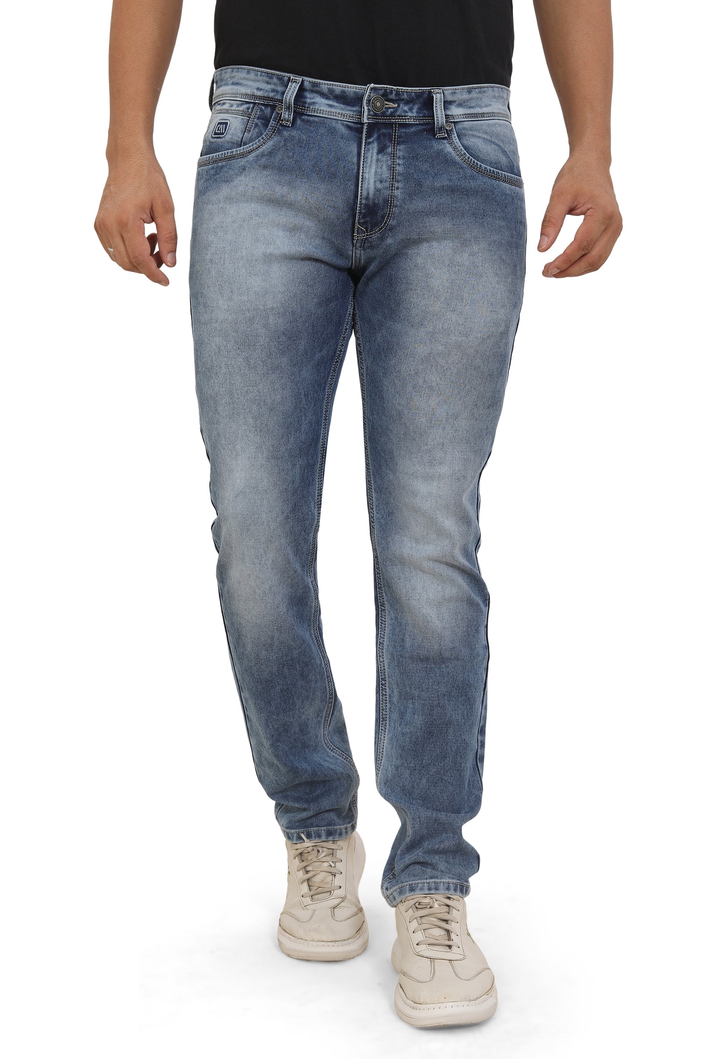 Men's Slim Fit Ankle Length Sky Blue Stretchable Denim Jeans 480