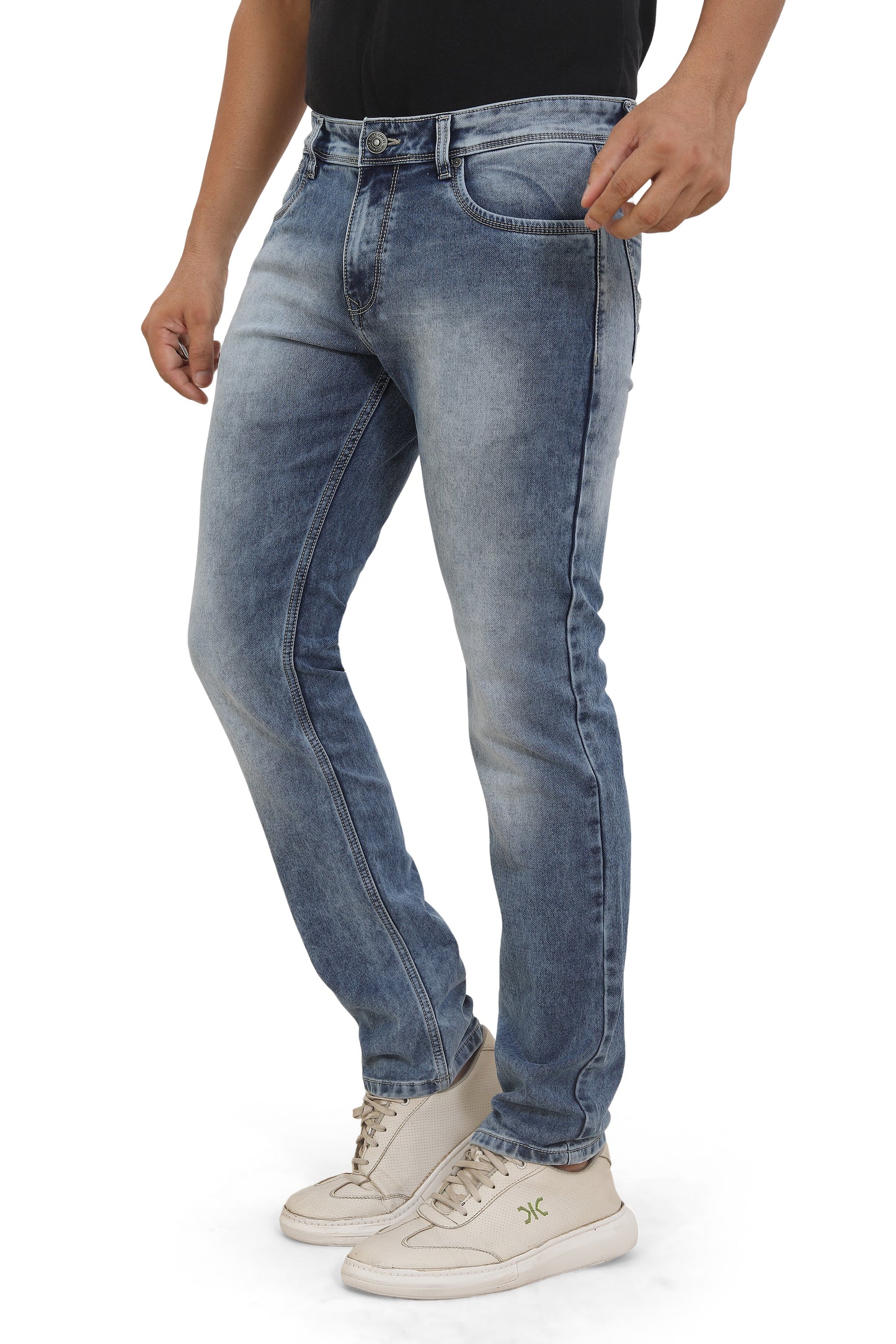 Men's Slim Fit Ankle Length Sky Blue Stretchable Denim Jeans 480