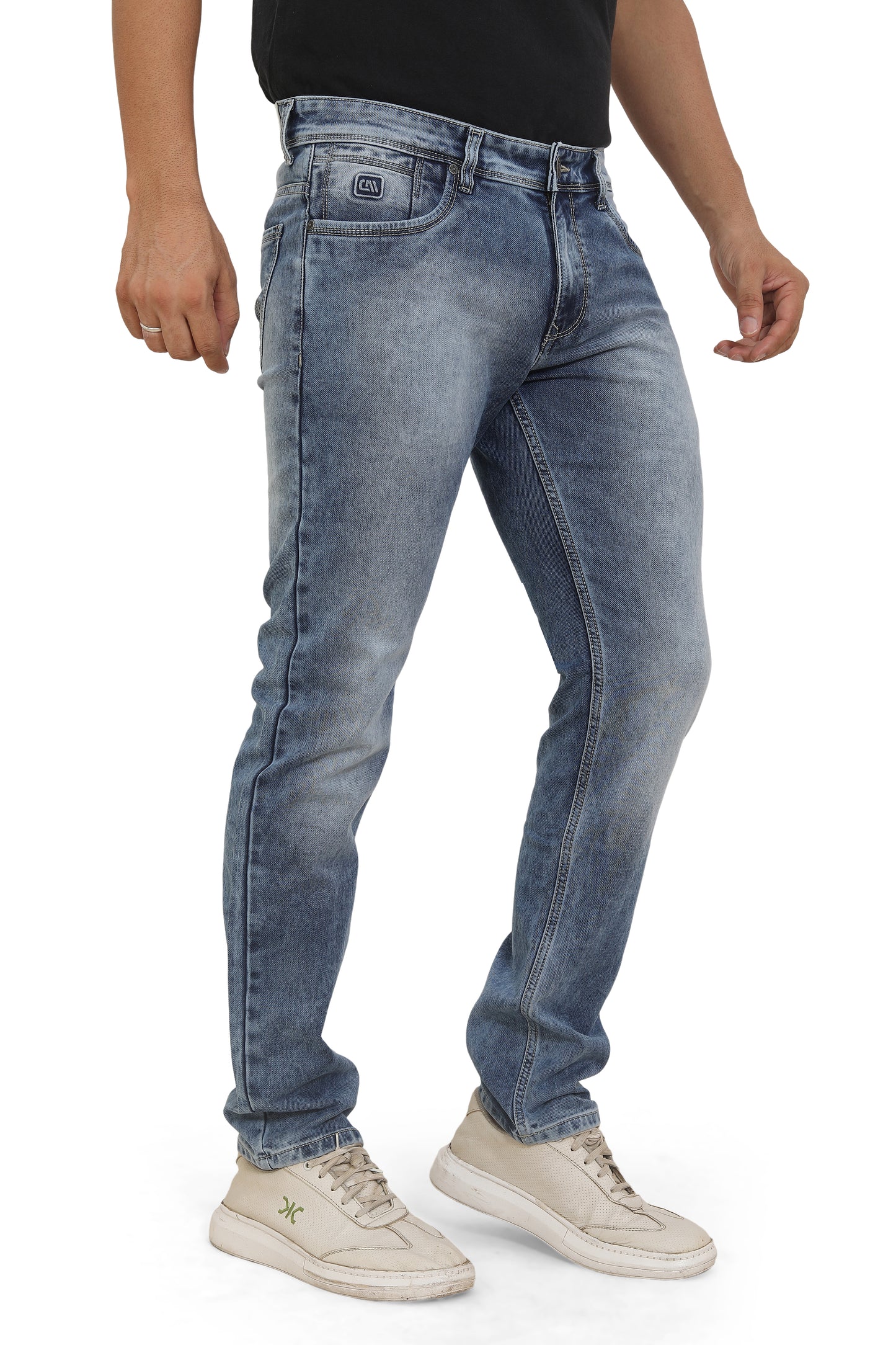 Men's Slim Fit Ankle Length Sky Blue Stretchable Denim Jeans 480