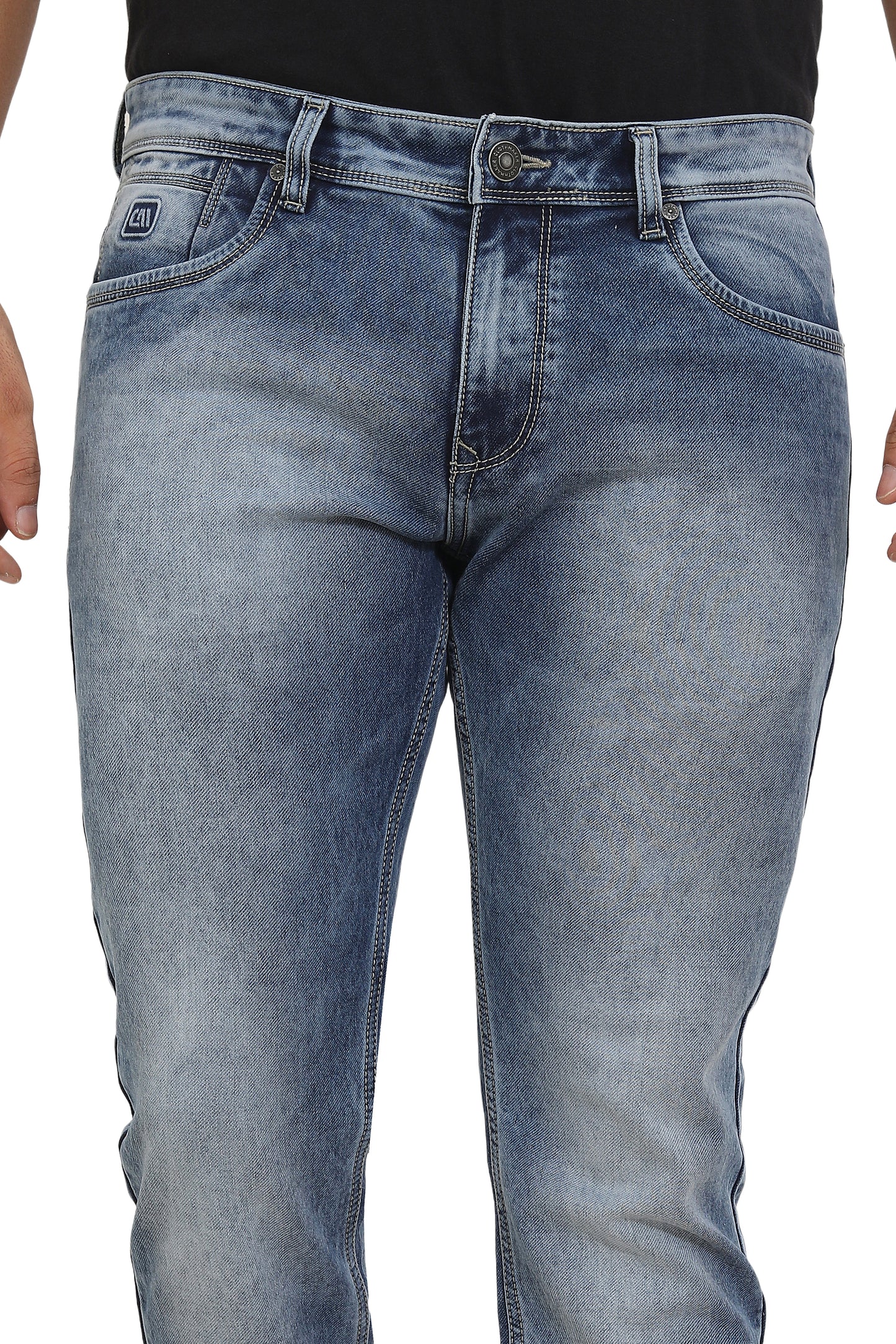 Men's Slim Fit Ankle Length Sky Blue Stretchable Denim Jeans 480
