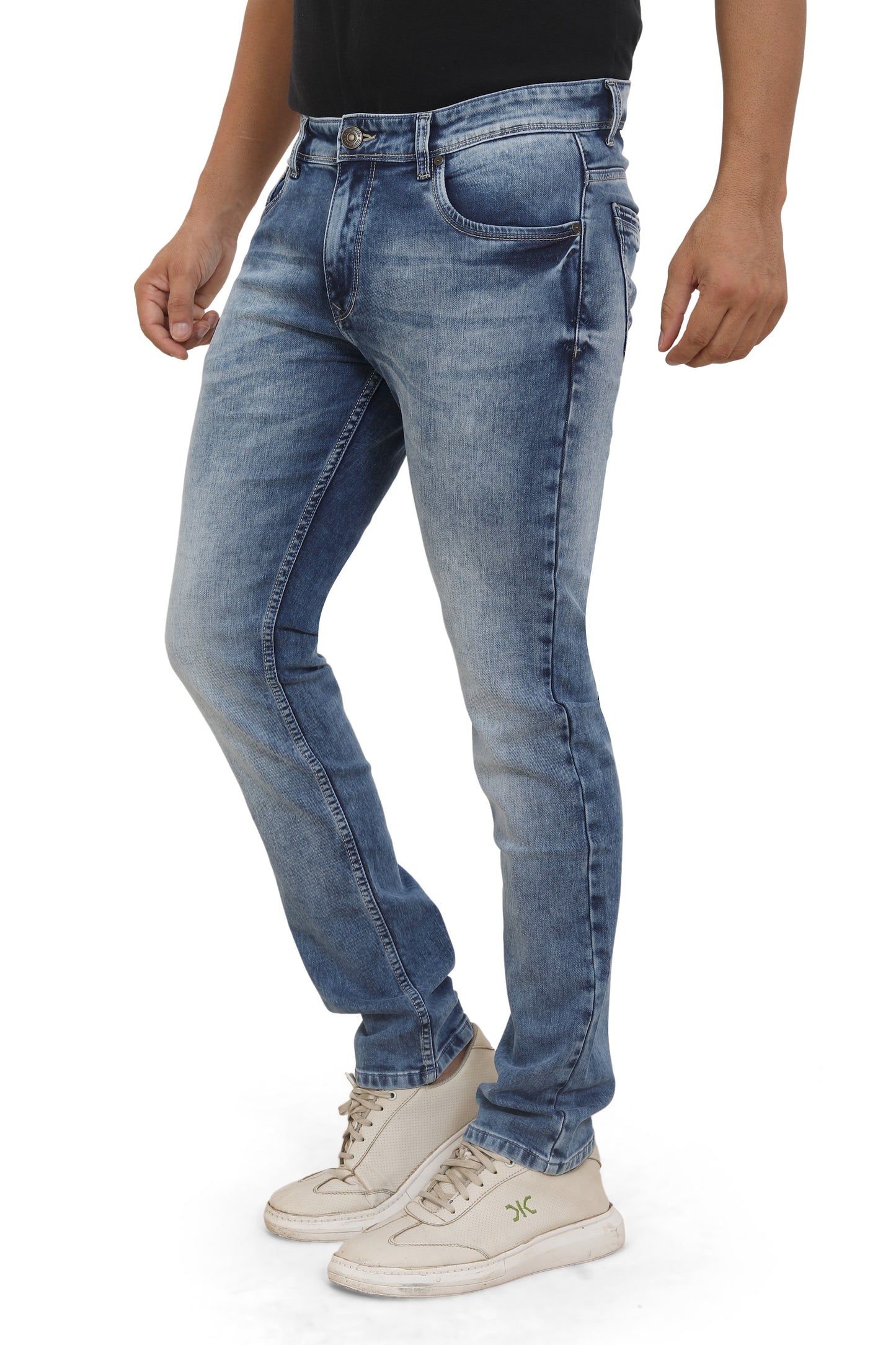 Men's Slim Fit Ankle Length Sky Blue Stretchable Denim Jeans 476