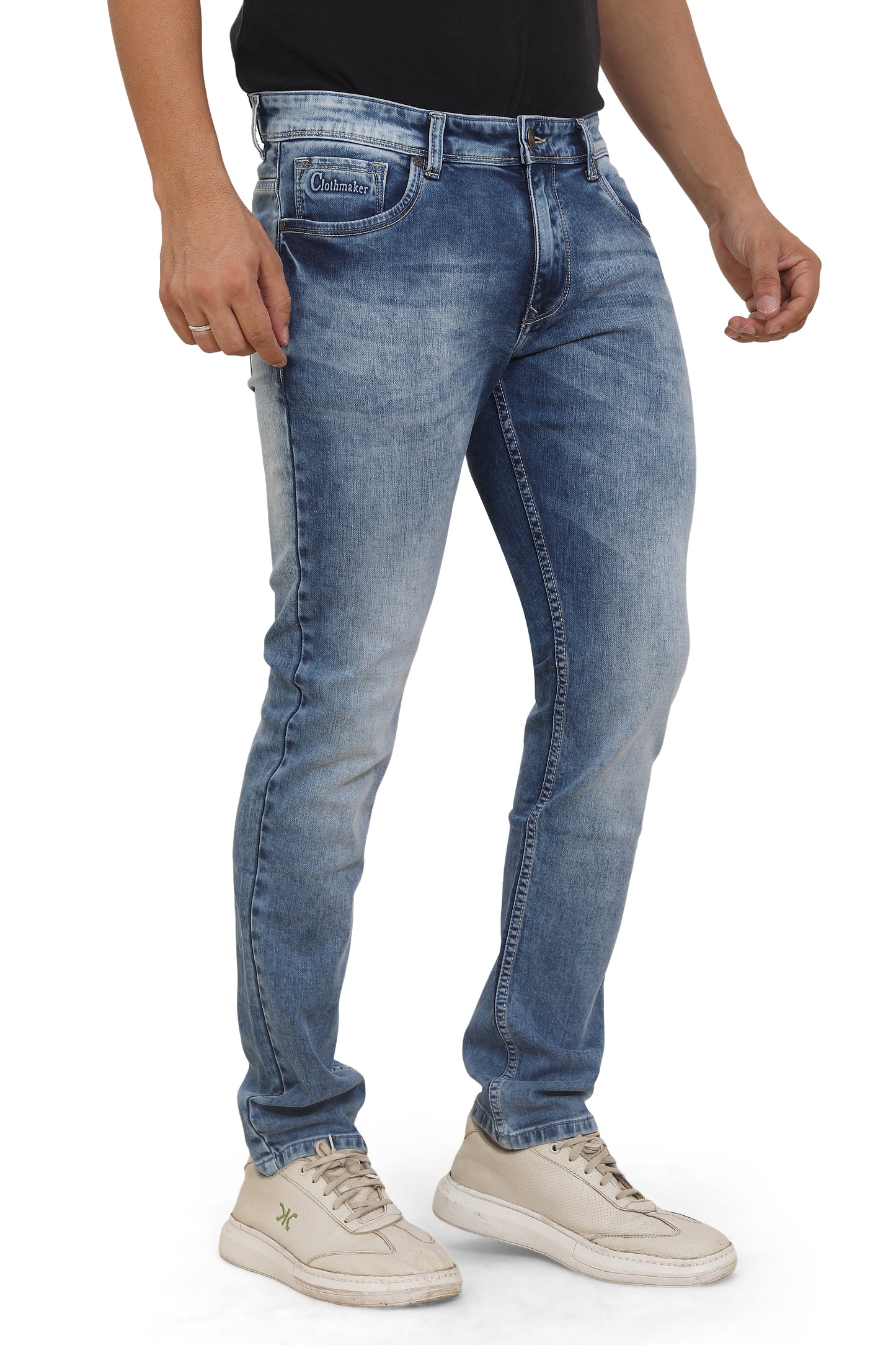 Men's Slim Fit Ankle Length Sky Blue Stretchable Denim Jeans 476