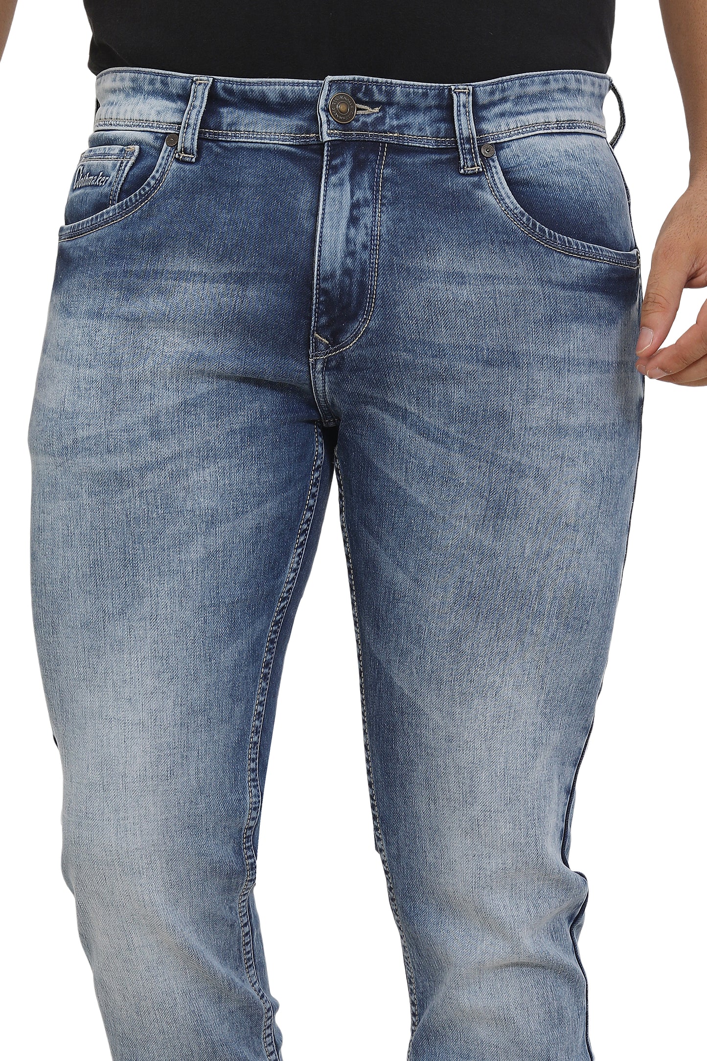 Men's Slim Fit Ankle Length Sky Blue Stretchable Denim Jeans 476