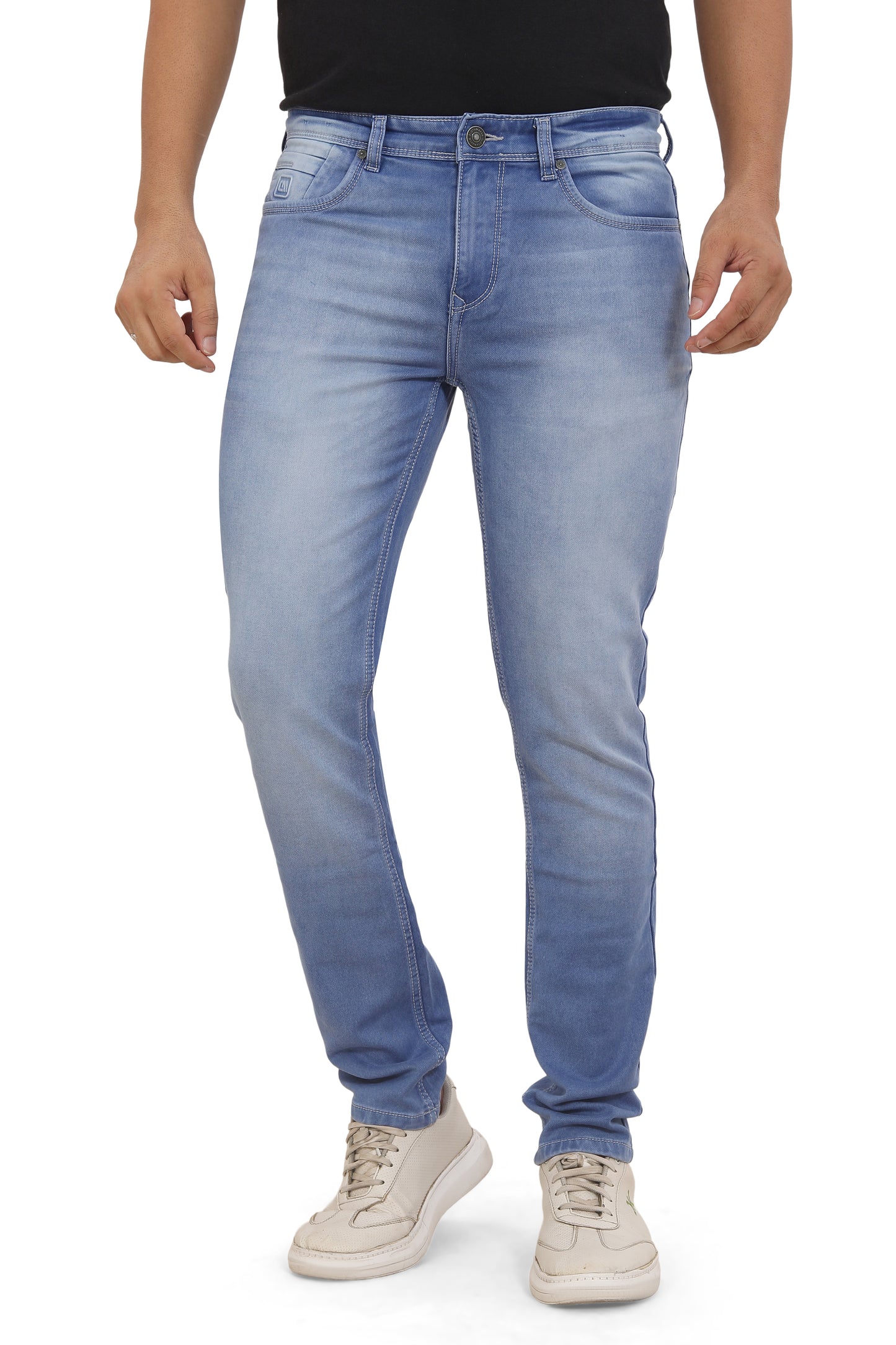 Men's Slim Fit Ankle Length Sky Blue Stretchable Denim Jeans 487