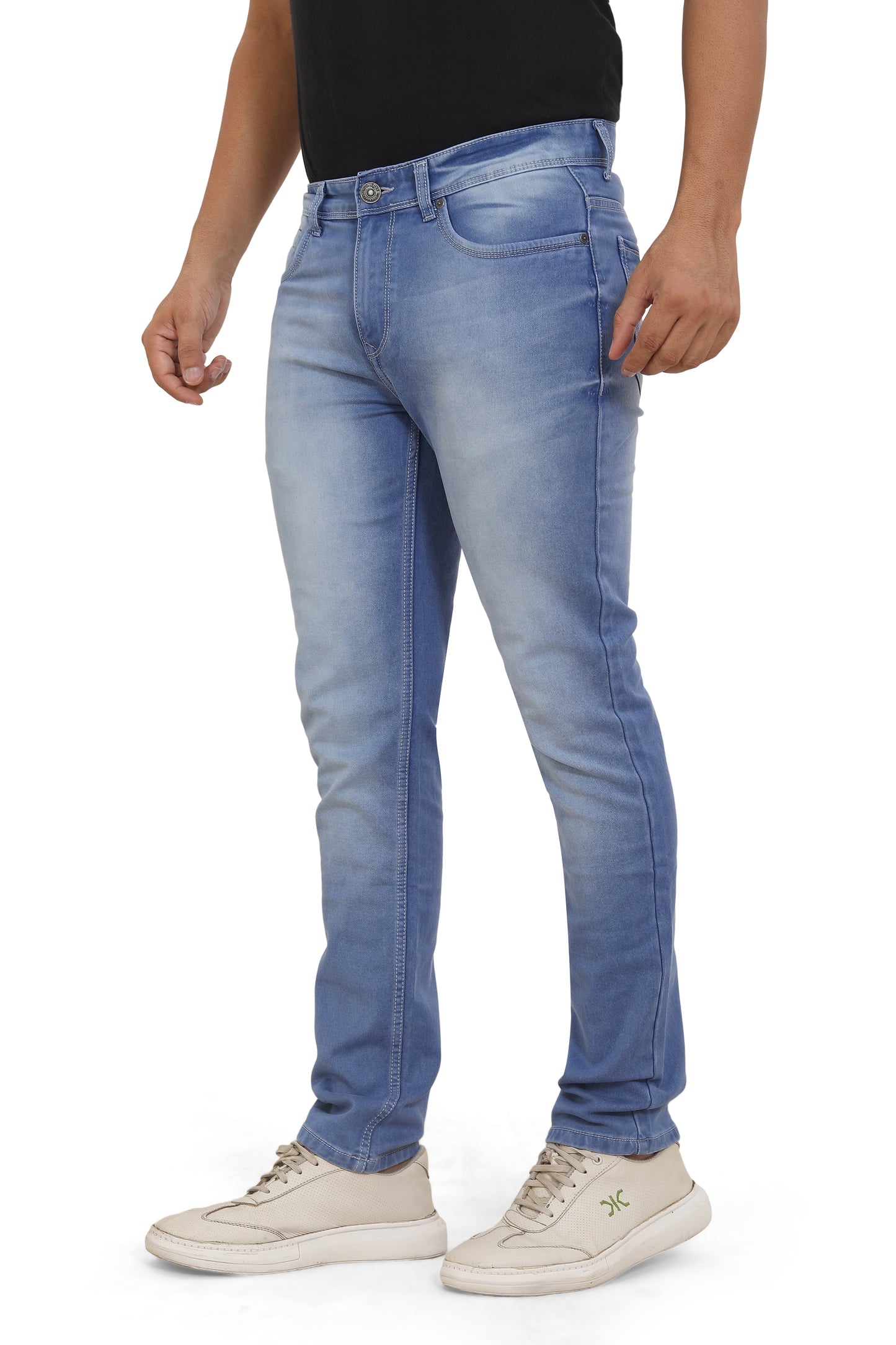 Men's Slim Fit Ankle Length Sky Blue Stretchable Denim Jeans 487