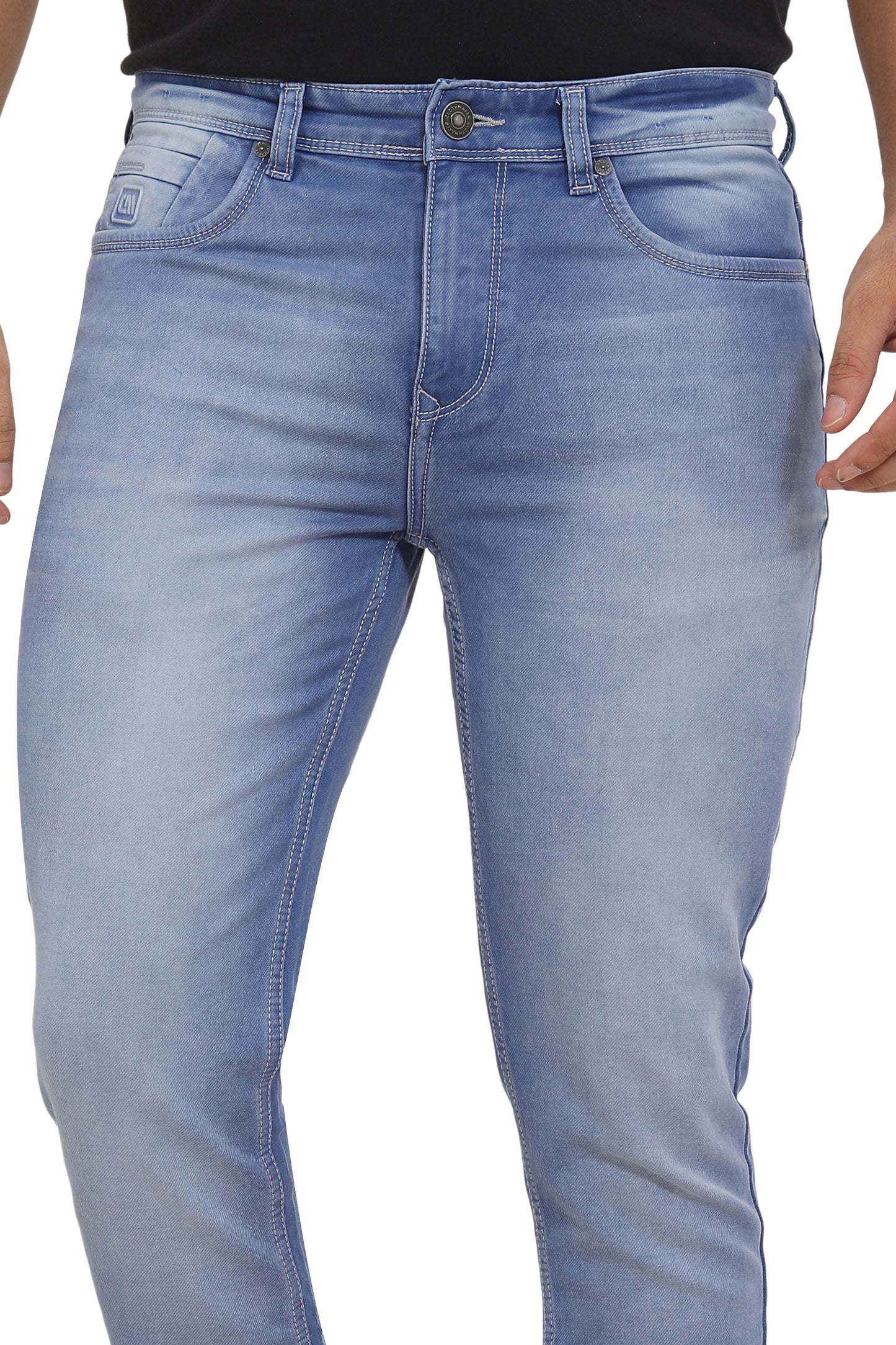 Men's Slim Fit Ankle Length Sky Blue Stretchable Denim Jeans 487
