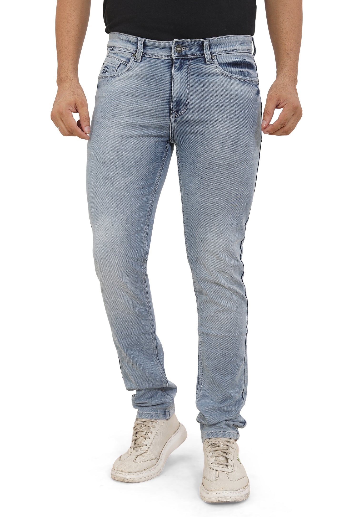 Men's Slim Fit Ankle Length Light Blue Stretchable Denim Jeans 484