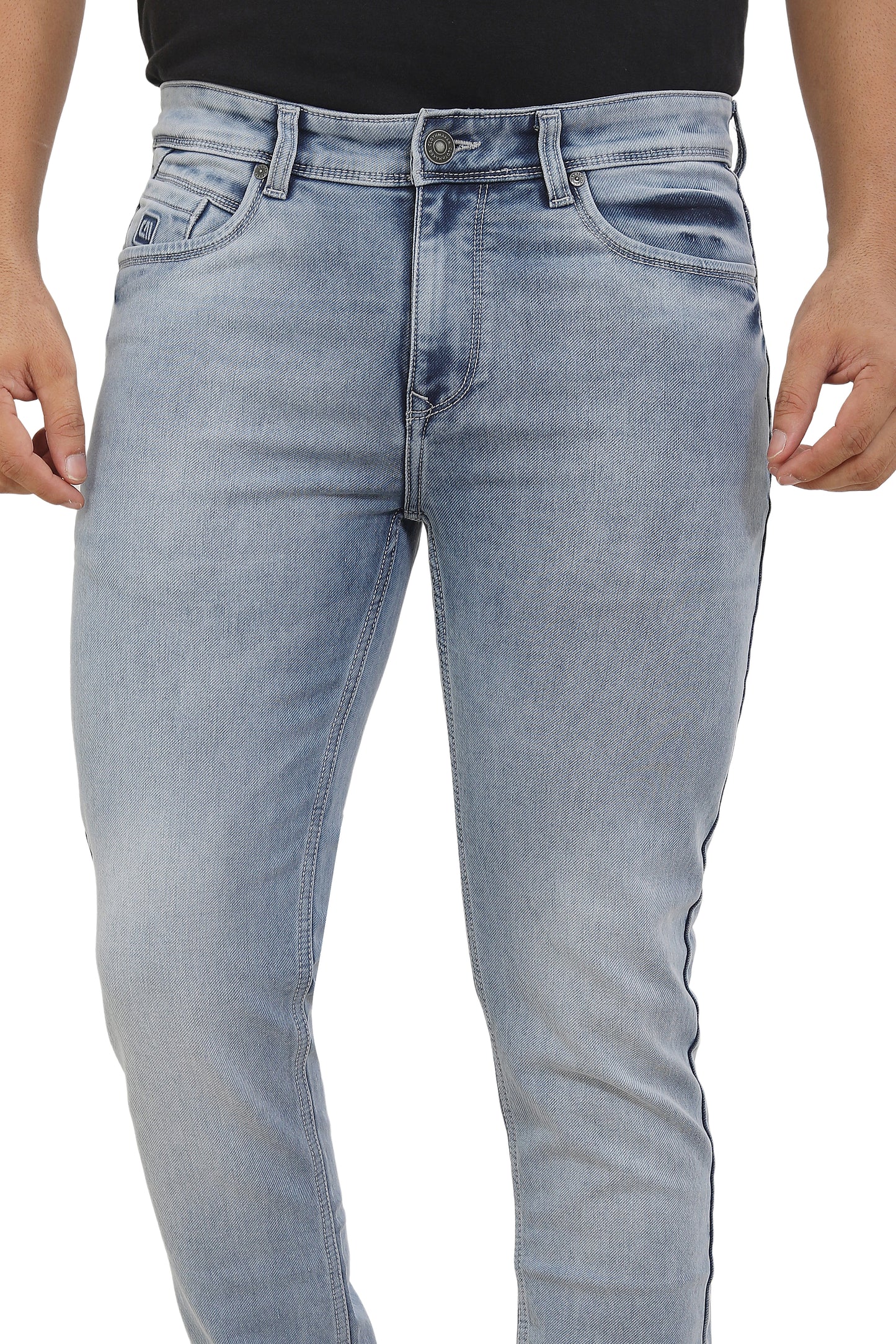 Men's Slim Fit Ankle Length Light Blue Stretchable Denim Jeans 484