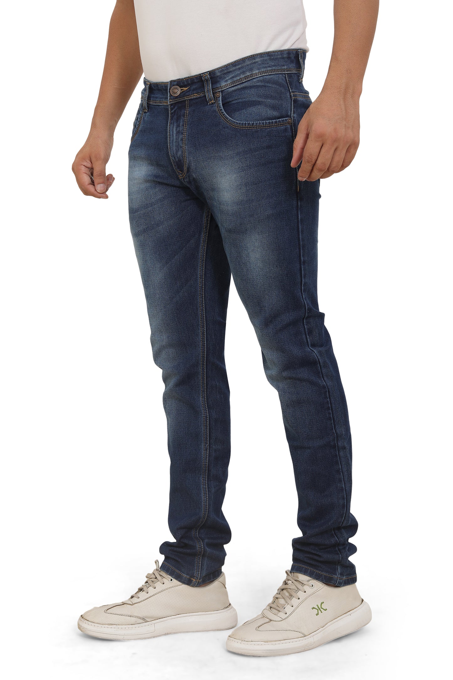 Men's Slim Fit Ankle Length Indigo Blue Stretchable Denim Jeans 482