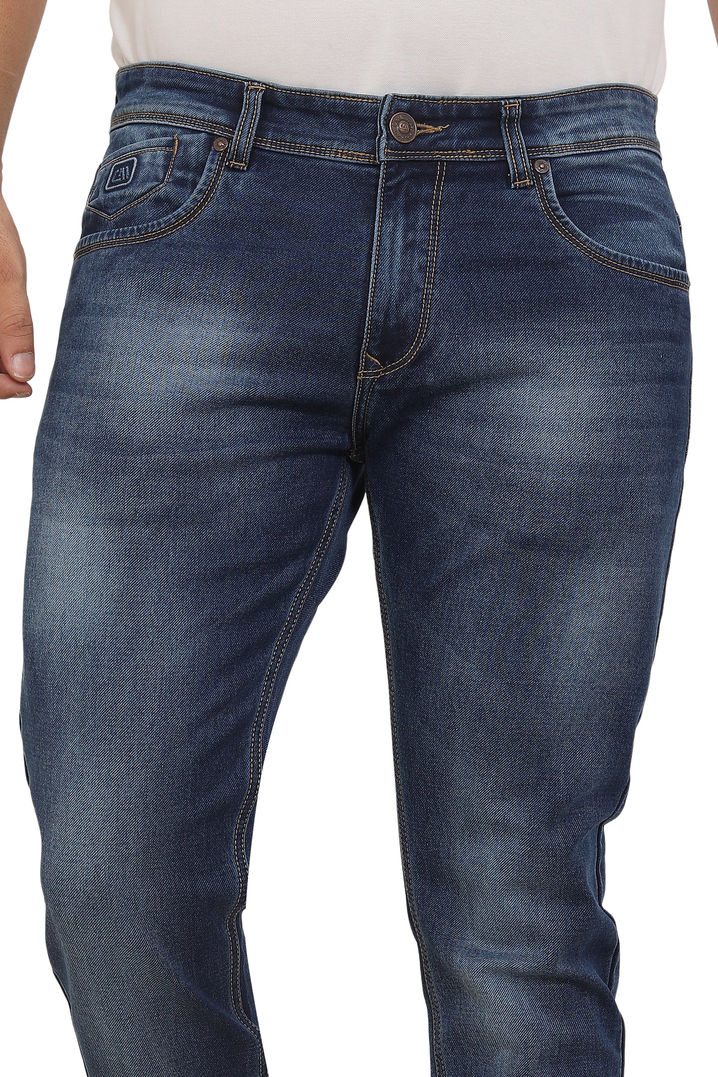 Men's Slim Fit Ankle Length Indigo Blue Stretchable Denim Jeans 482