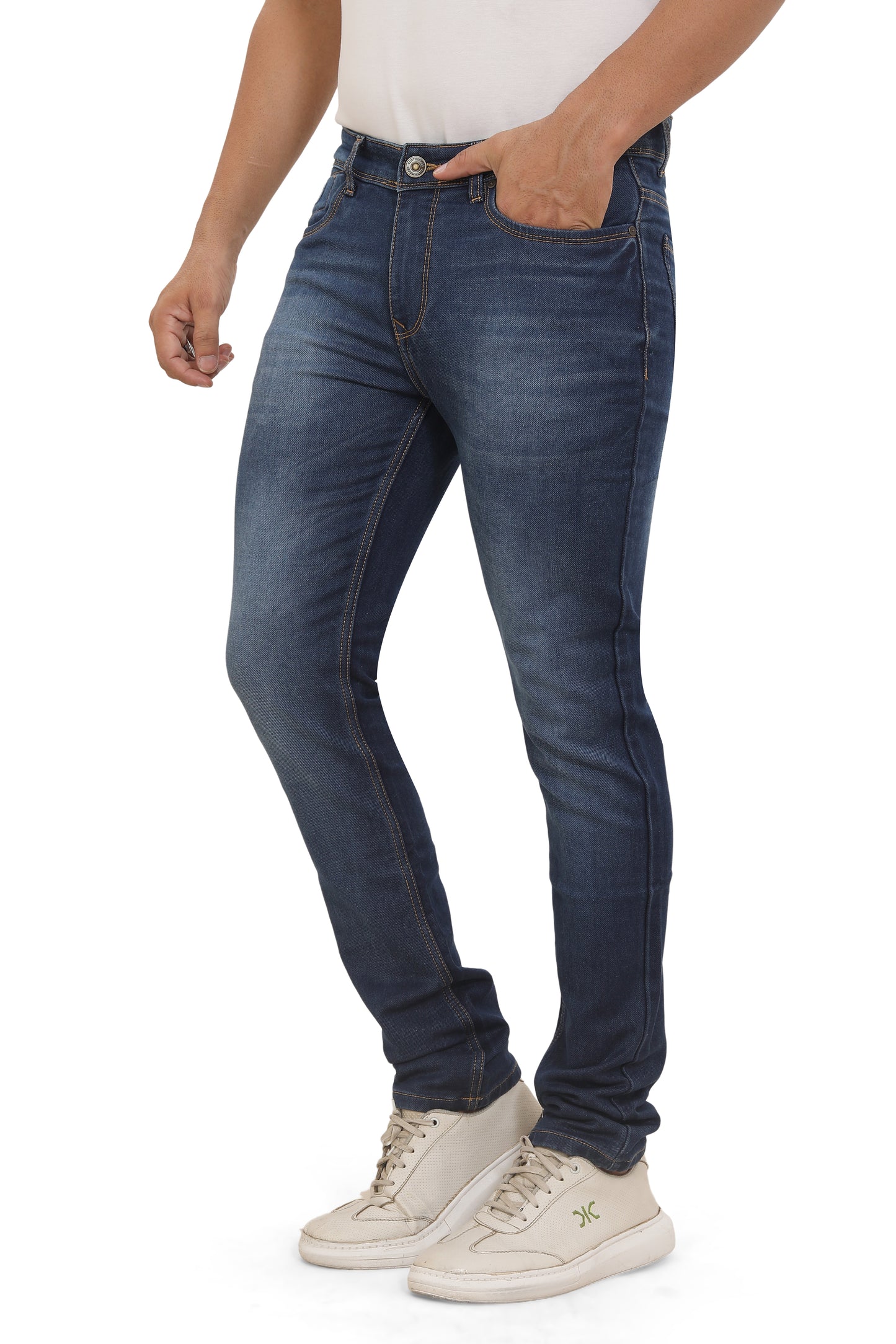 Men's Slim Fit Ankle Length Blue Stretchable Denim Jeans 483