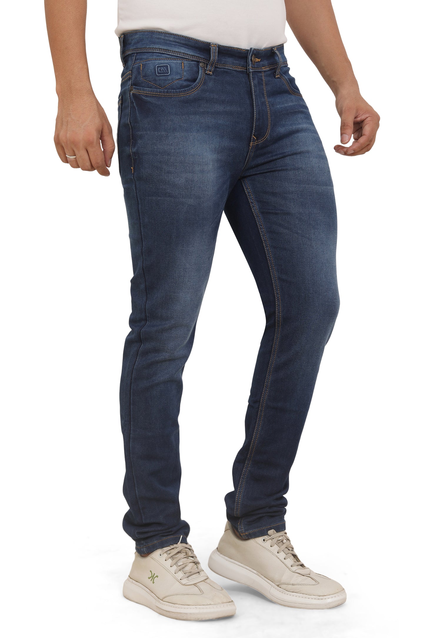 Men's Slim Fit Ankle Length Blue Stretchable Denim Jeans 483