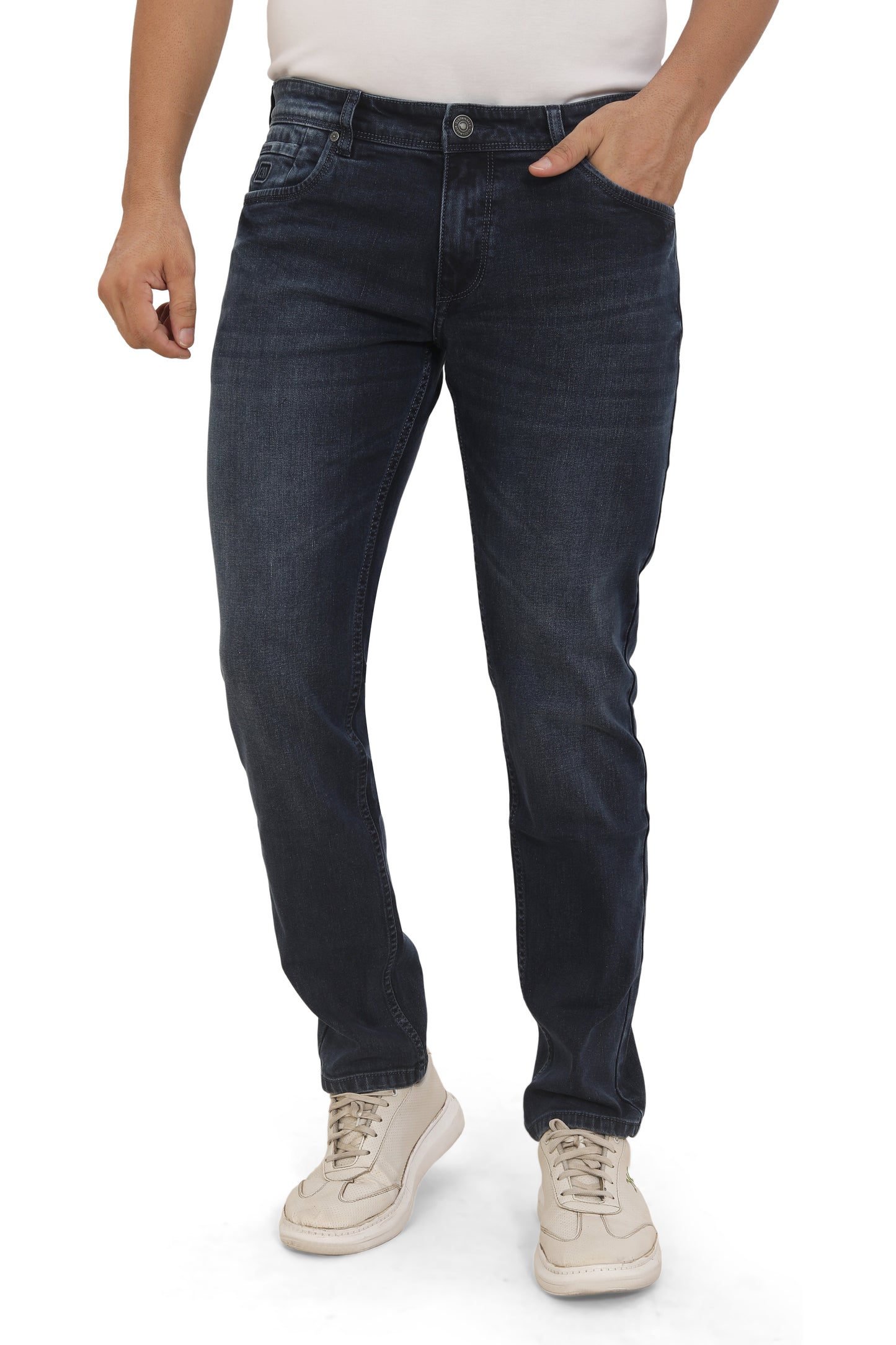 Men's Slim Fit Ankle Length Deep Blue Stretchable Denim Jeans 475
