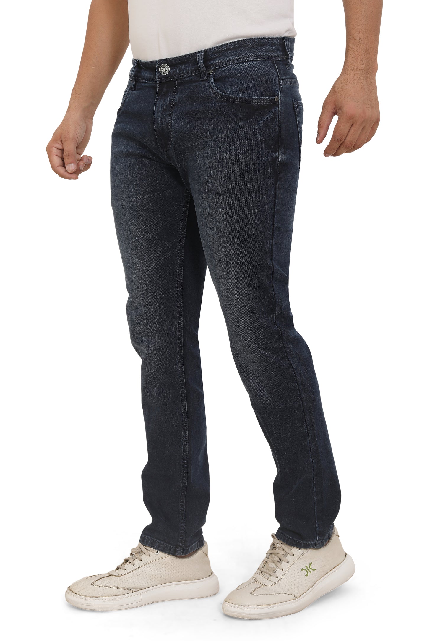 Men's Slim Fit Ankle Length Deep Blue Stretchable Denim Jeans 475