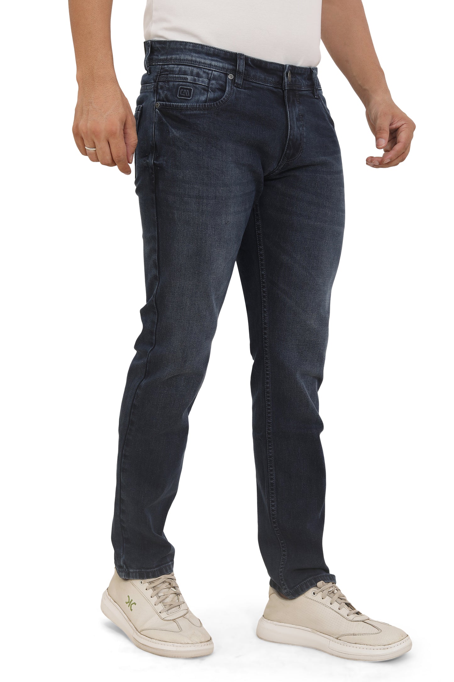 Men's Slim Fit Ankle Length Deep Blue Stretchable Denim Jeans 475