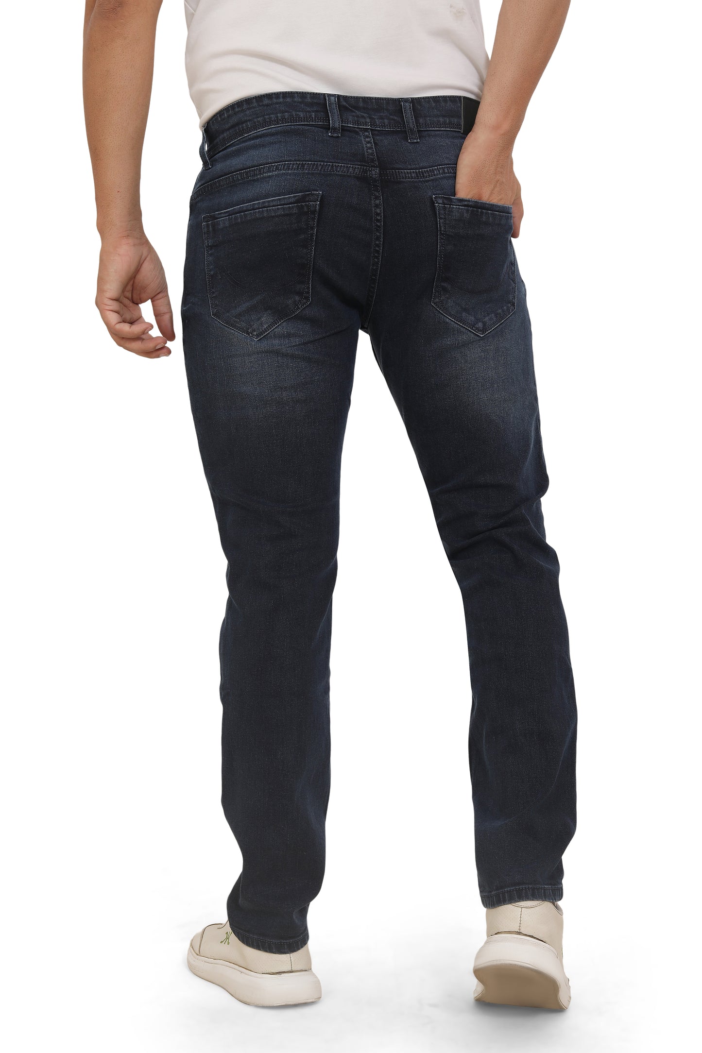 Men's Slim Fit Ankle Length Deep Blue Stretchable Denim Jeans 475