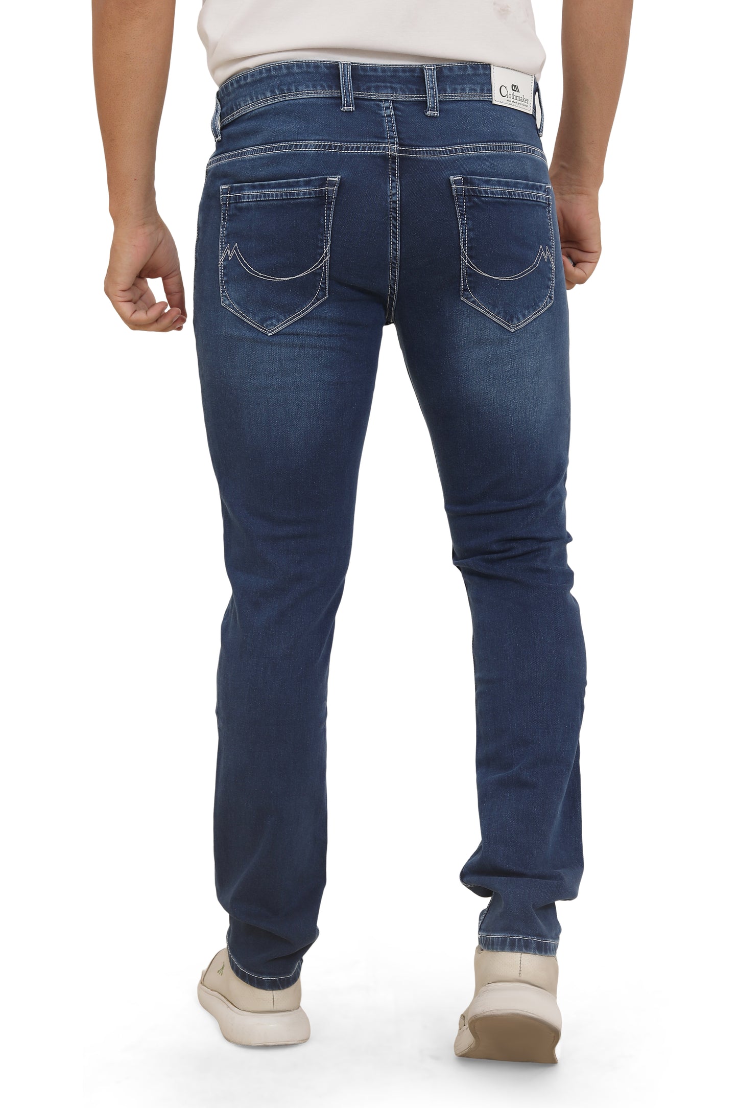 Men's Slim Fit Ankle Length Mid Blue Stretchable Denim Jeans 478