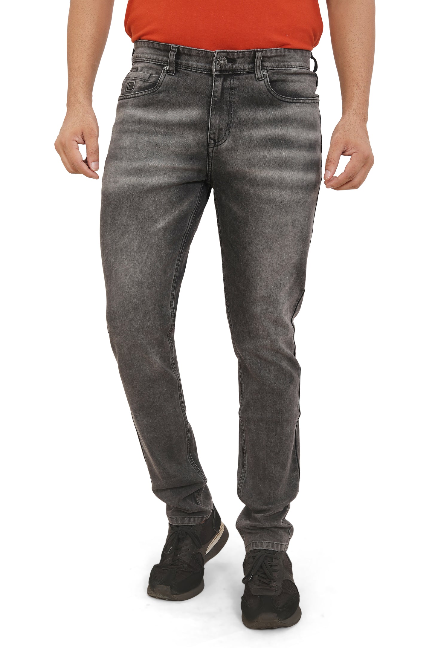 Men's Slim Fit Ankle Length Charcoal Stretchable Denim Jeans 493