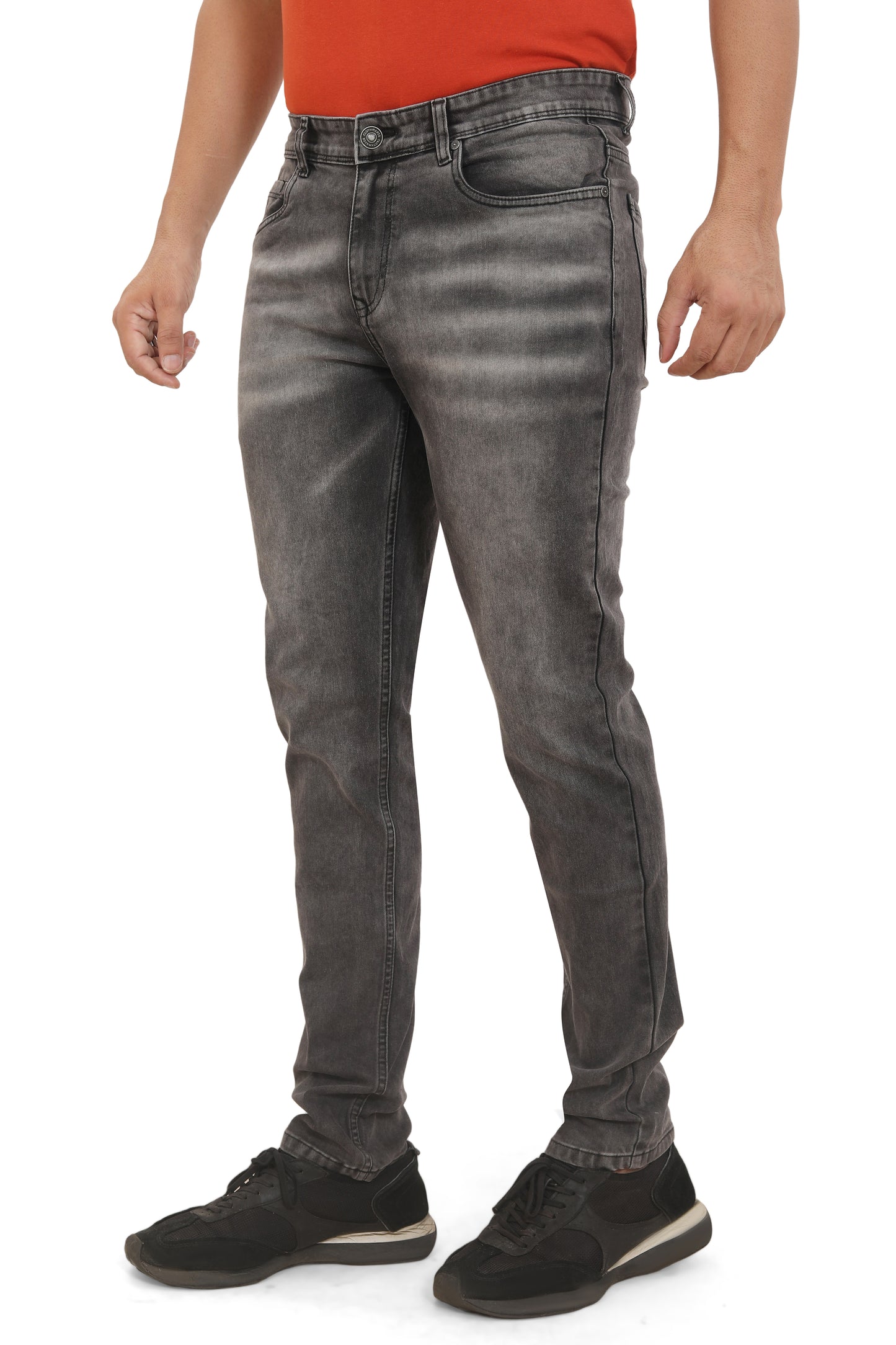 Men's Slim Fit Ankle Length Charcoal Stretchable Denim Jeans 493