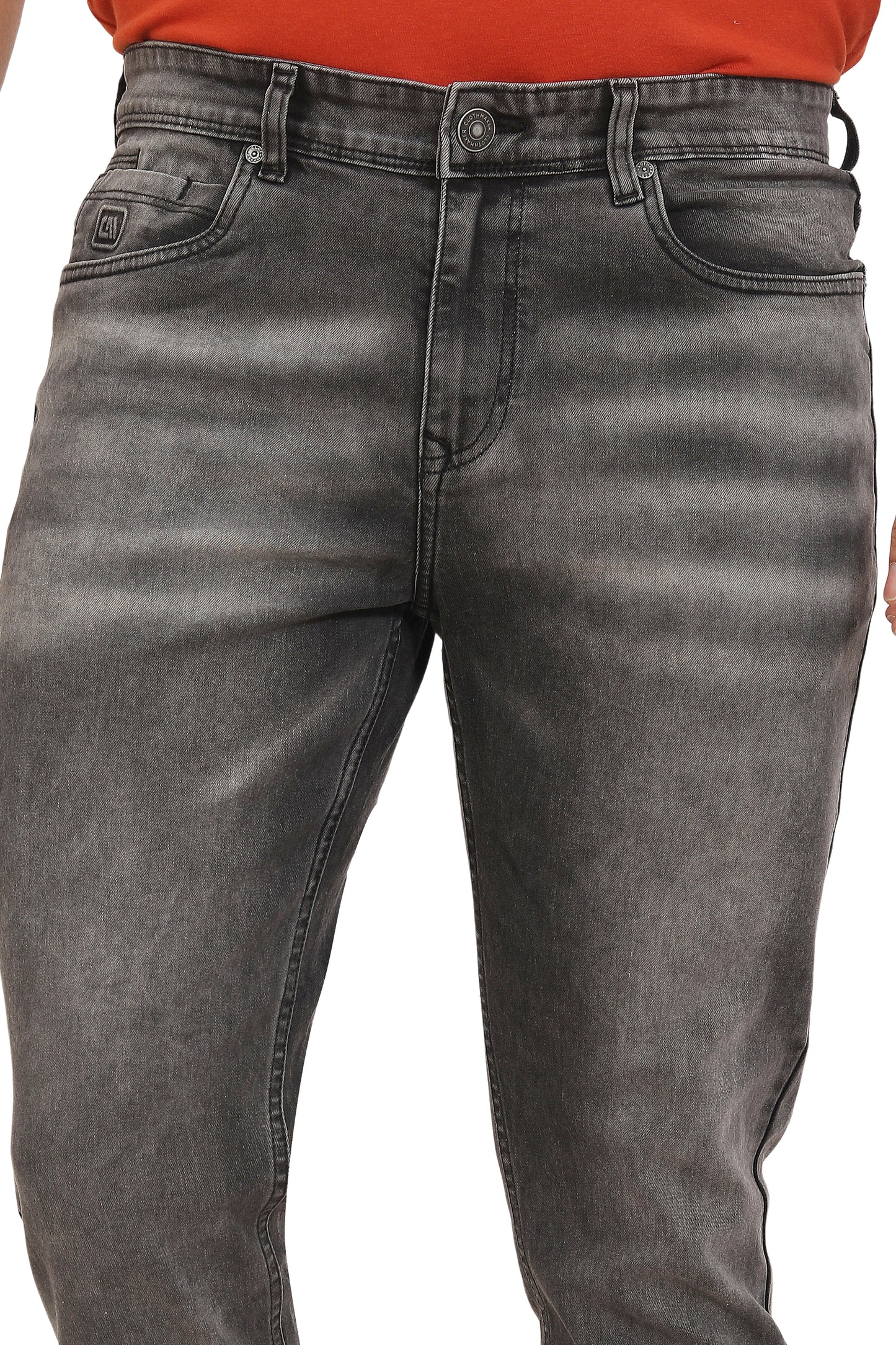 Men's Slim Fit Ankle Length Charcoal Stretchable Denim Jeans 493