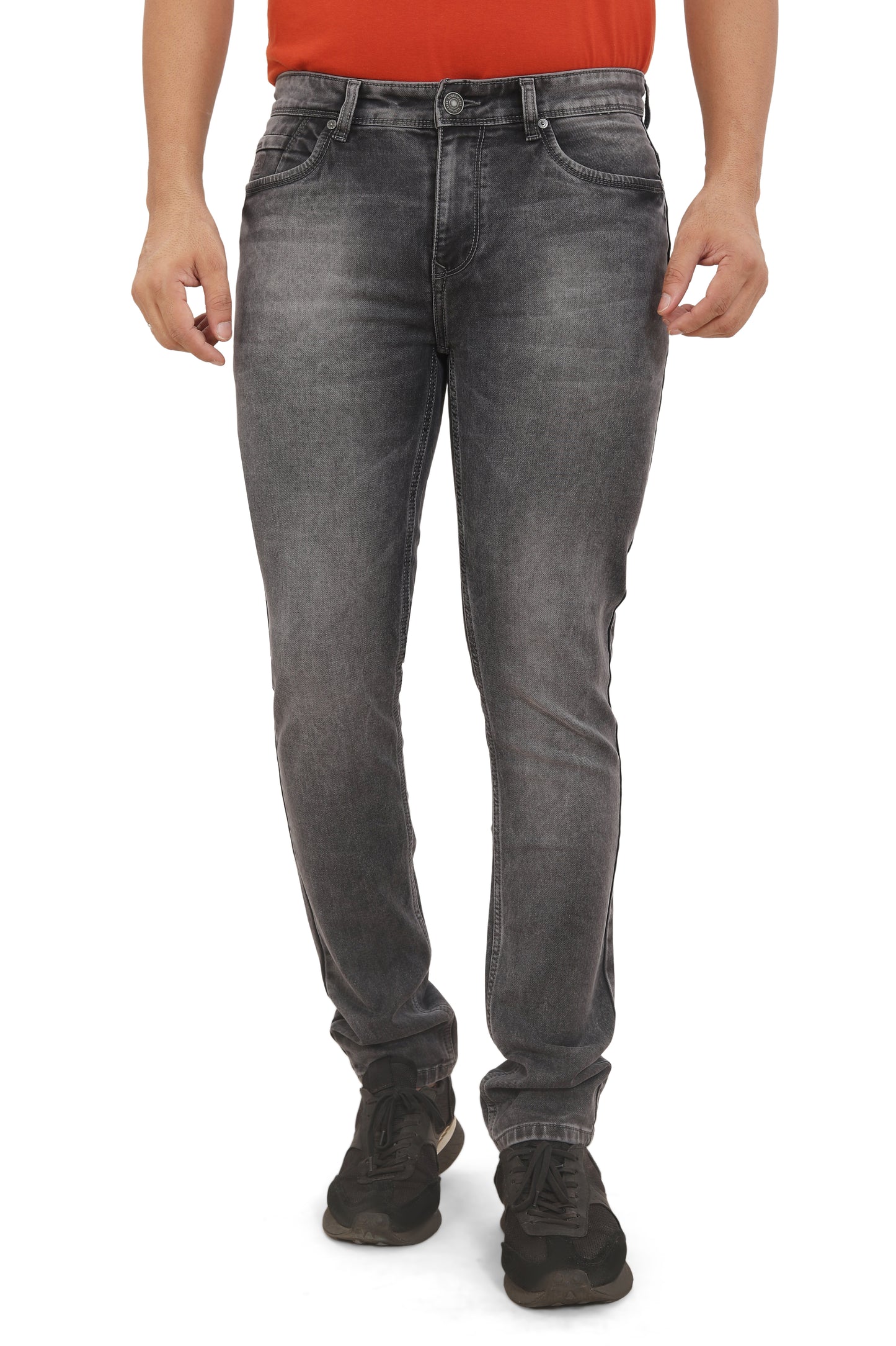 Men's Slim Fit Ankle Length Charcoal Stretchable Denim Jeans 491