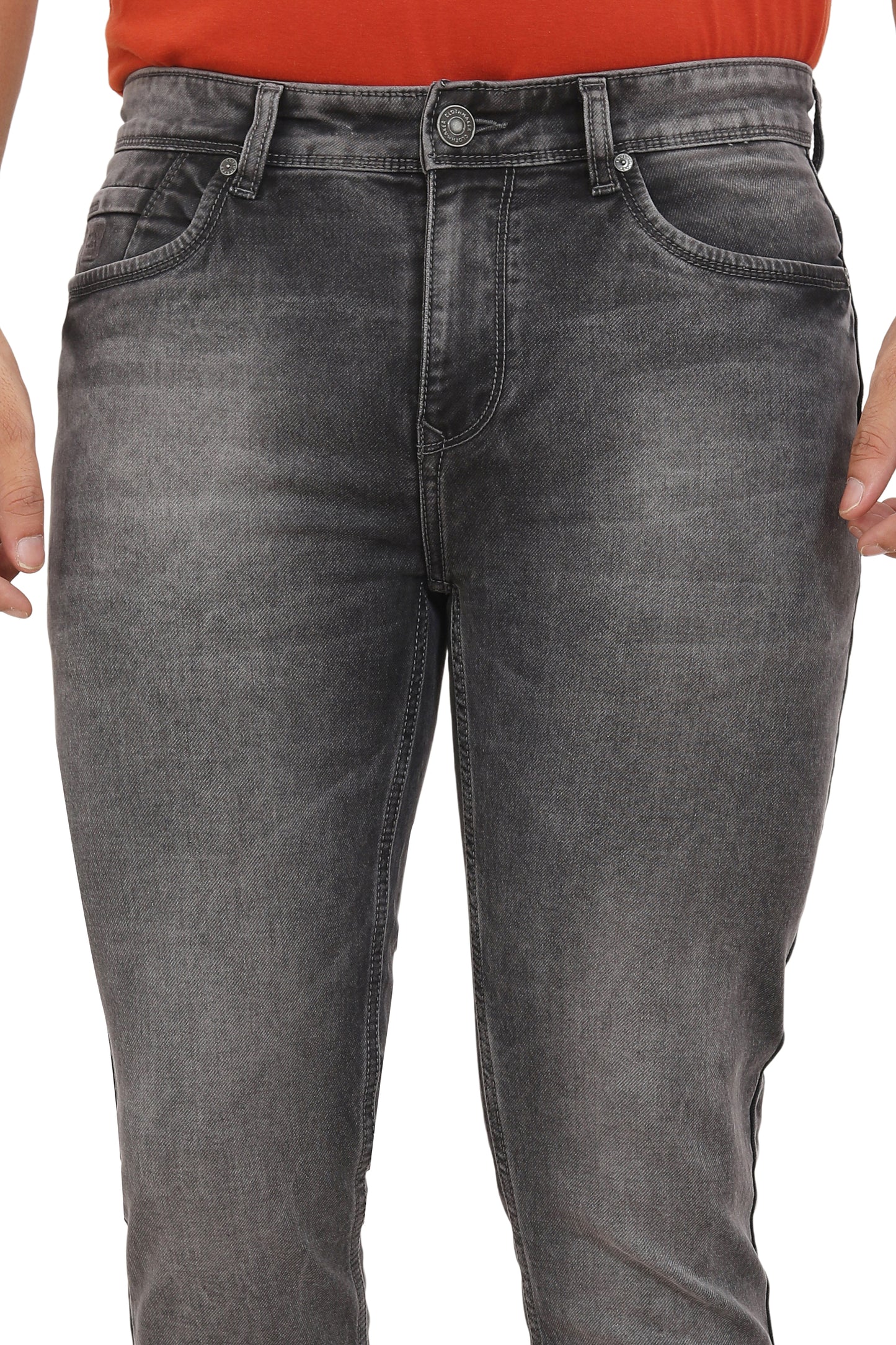 Men's Slim Fit Ankle Length Charcoal Stretchable Denim Jeans 491