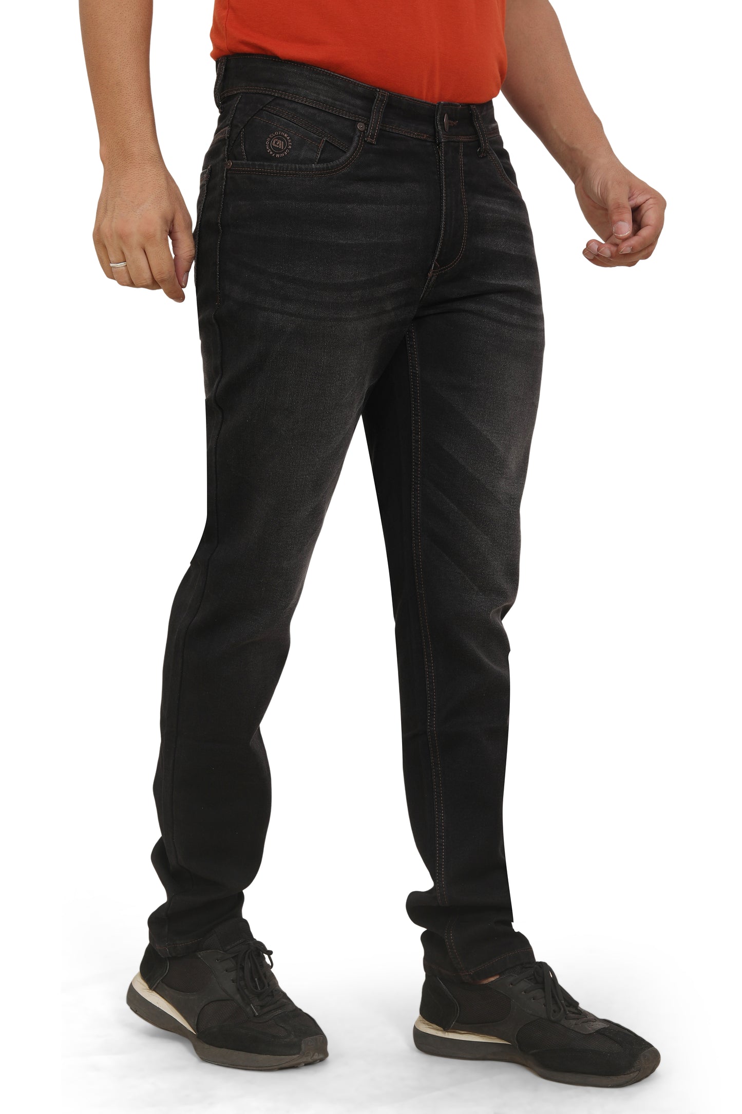 Men's Slim Fit Ankle Length Deep Black Stretchable Denim Jeans 490