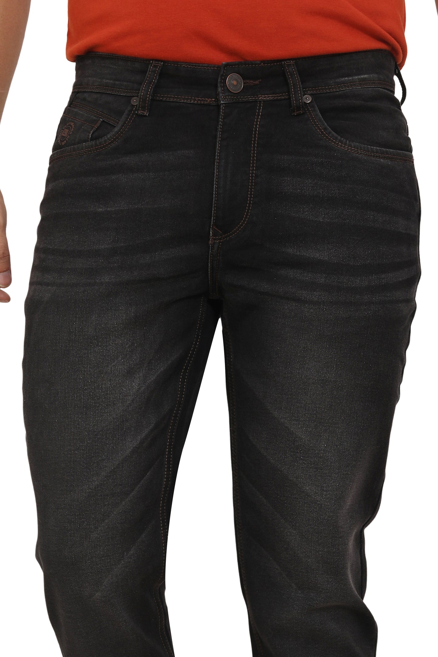 Men's Slim Fit Ankle Length Deep Black Stretchable Denim Jeans 490