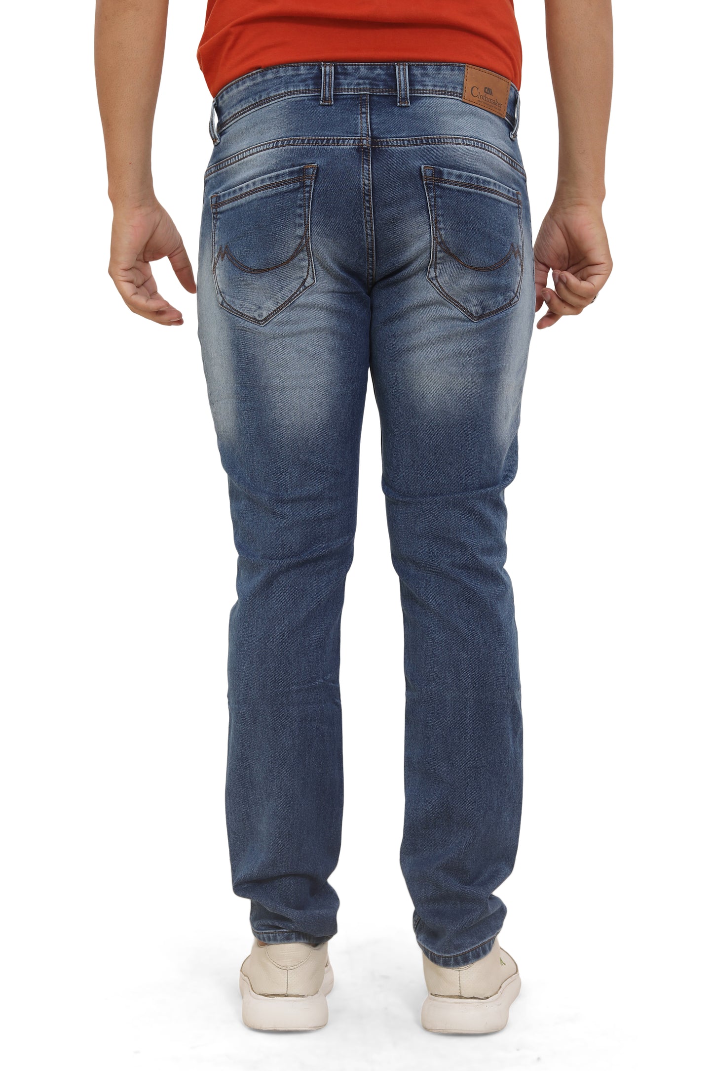 Men's Slim Fit Ankle Length Mid Blue Stretchable Denim Jeans 481