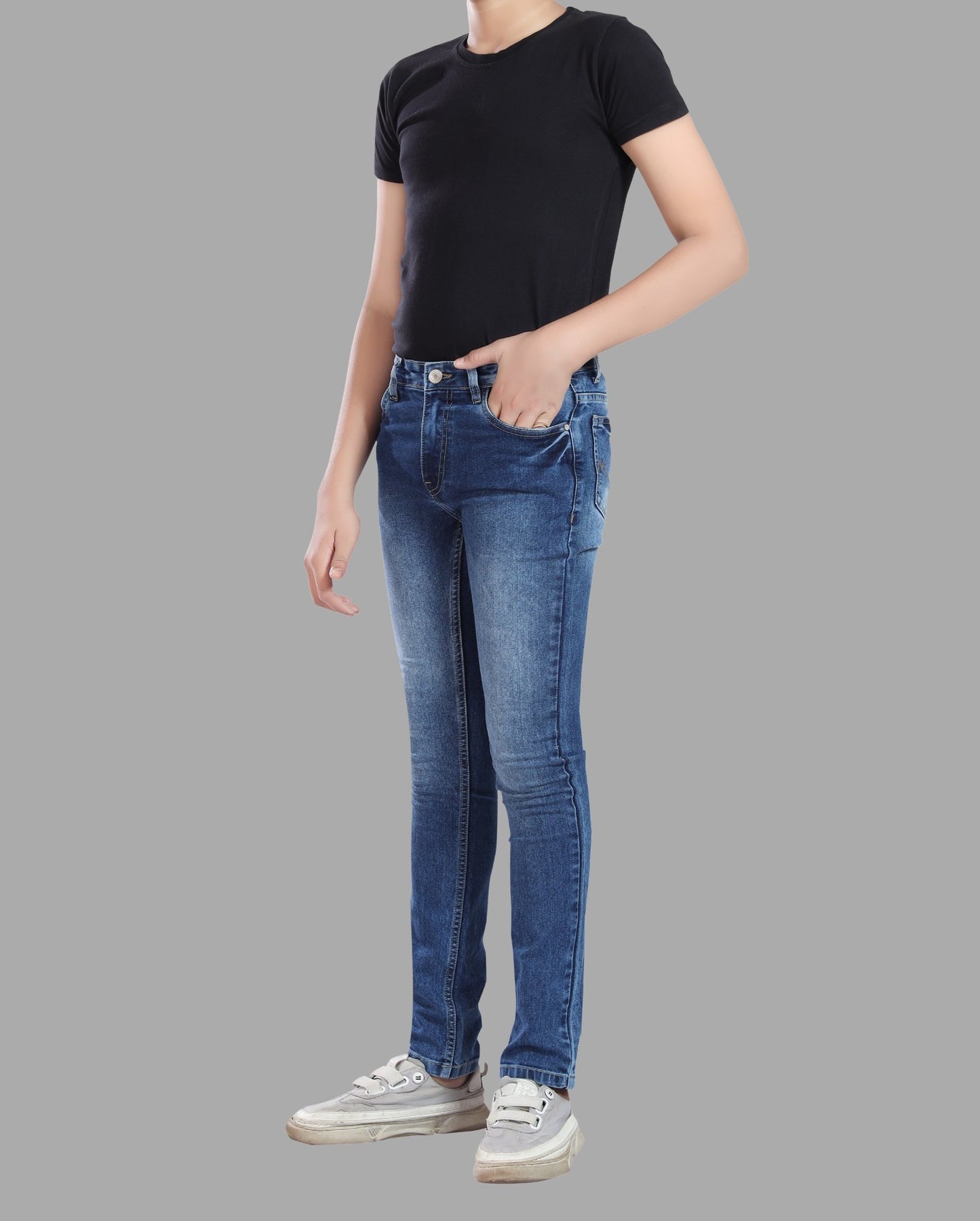 Boy's Slim Fit Stretch DK Blue Denim Jeans 80-99% Cotton, 1% Elastic - Comfortable & Stylish 3005