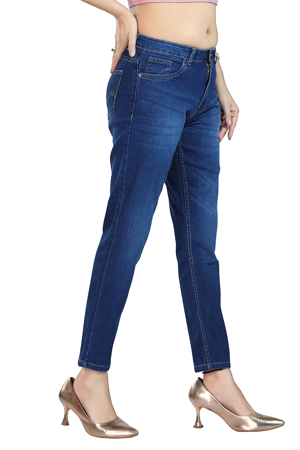 Women's, Mid Rise Slim Fit Indigo Stretchable Denim Jeans 1009