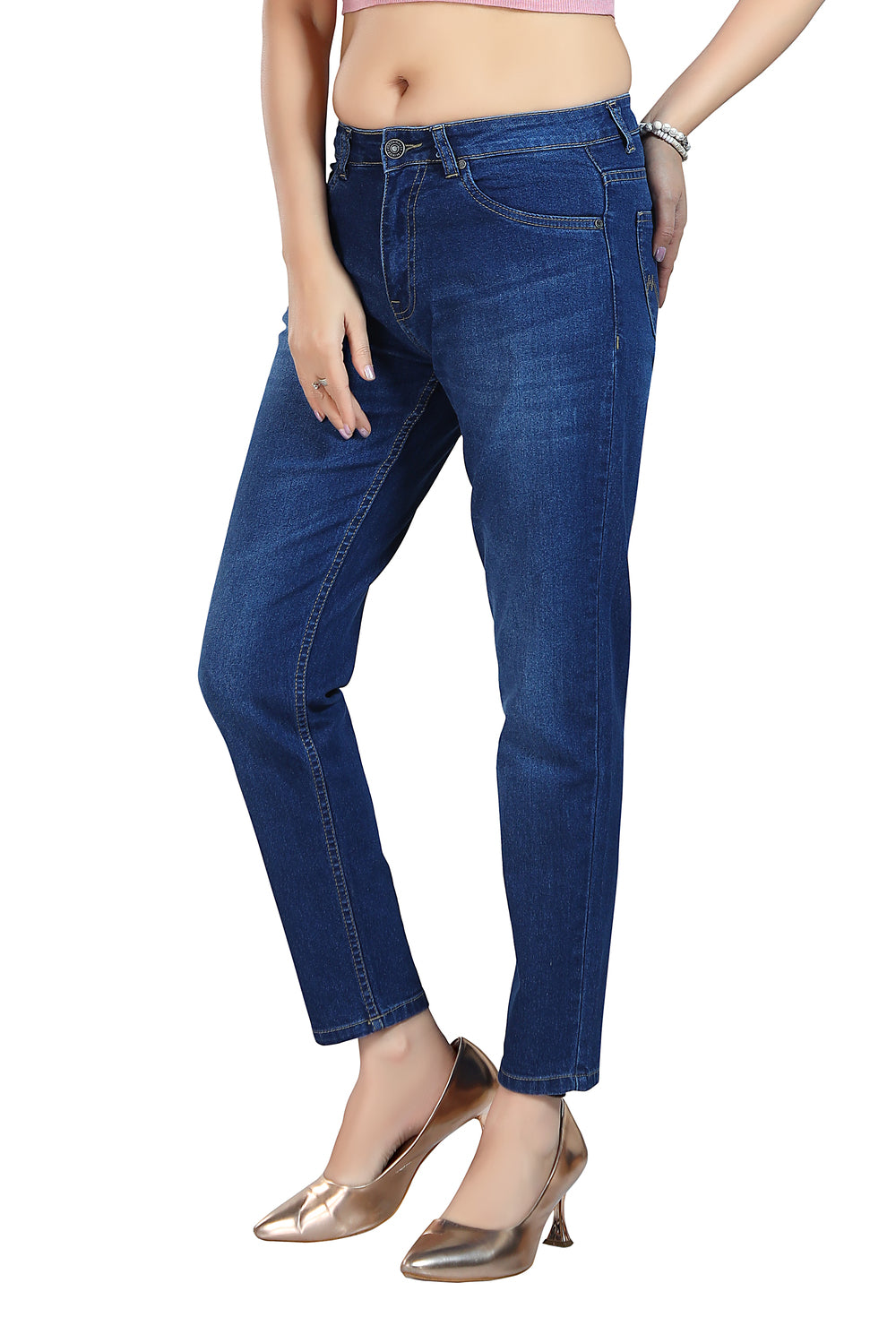 Women's, Mid Rise Slim Fit Indigo Stretchable Denim Jeans 1009