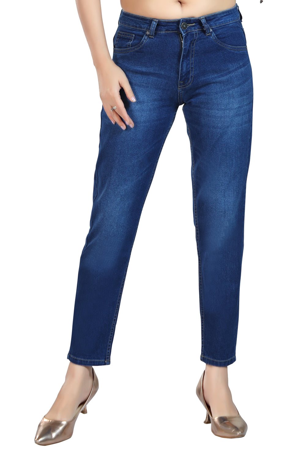 Women's, Mid Rise Slim Fit Indigo Stretchable Denim Jeans 1009