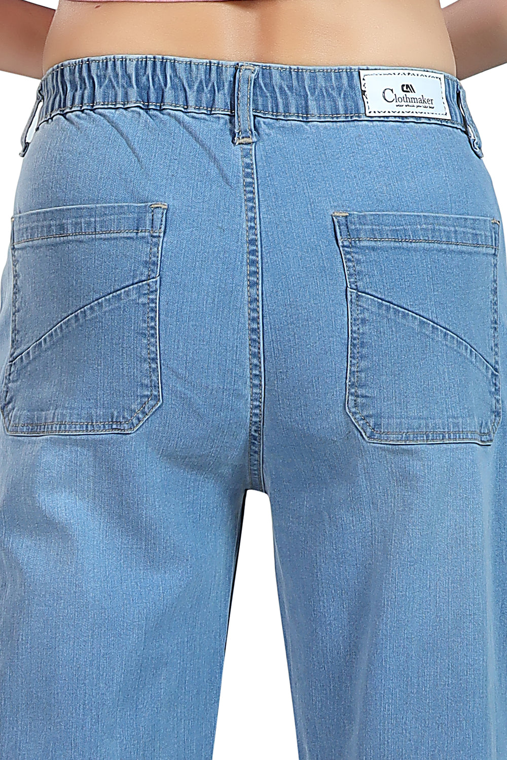 Women's Mid Rise Straight Fit Sky Blue Stretchable Denim Jeans 1024