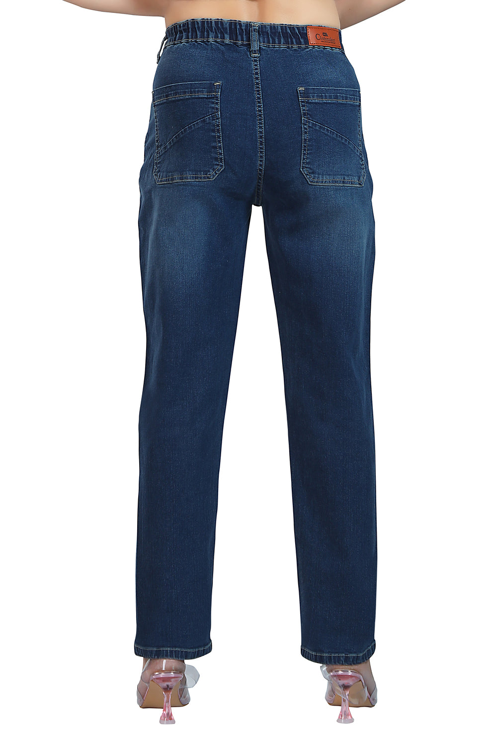 Women's Mid Rise Straight Fit Tinted Blue Stretchable Denim Jeans 1023