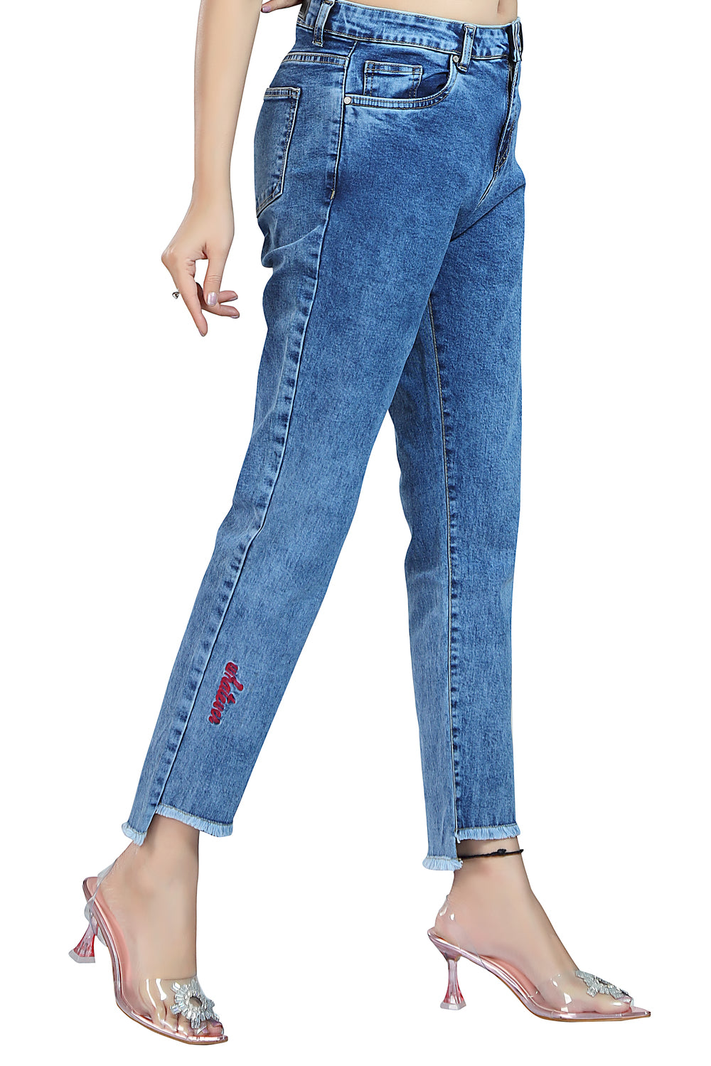 Women's Mid Rise, Slim Fit, Stretchable, Sky Blue, 1014