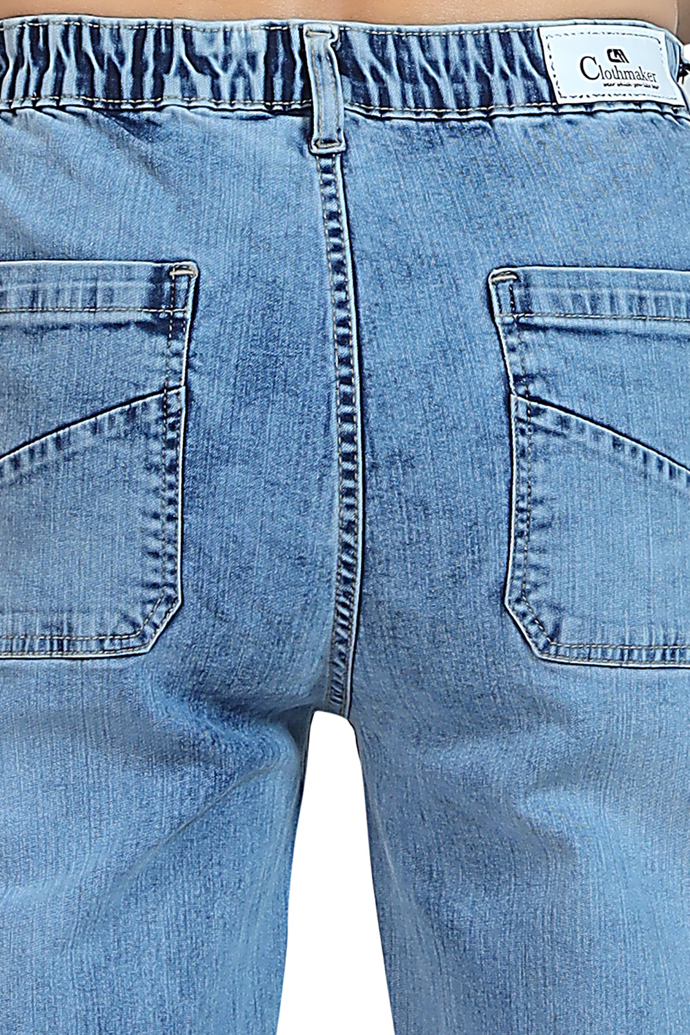 Women's Mid Rise Straight Fit Light Blue Stretchable Denim Jeans 1020