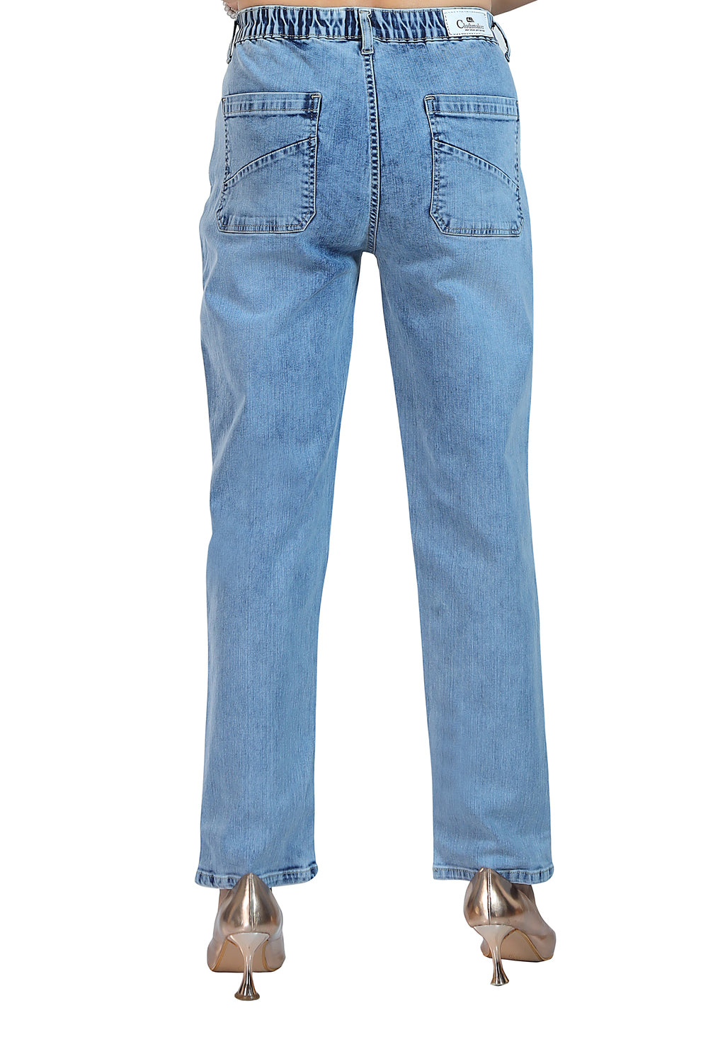 Women's Mid Rise Straight Fit Light Blue Stretchable Denim Jeans 1020