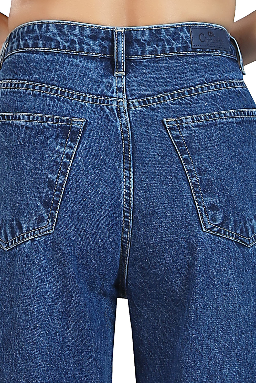 Women's High Rise Wide Leg Fit Indigo Non Stretchable Denim Jeans 1007