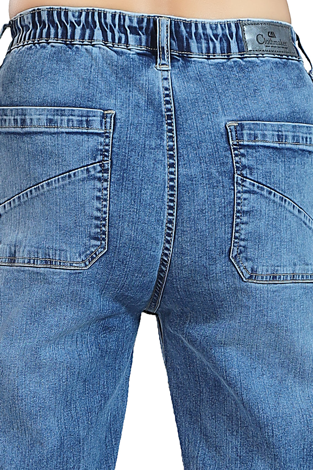 Women's Mid Rise Straight Fit Sky Blue Stretchable Denim Jeans 1021