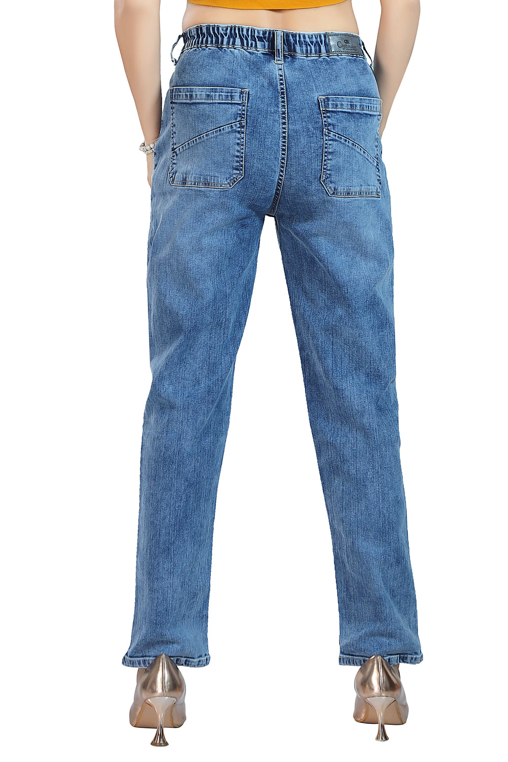 Women's Mid Rise Straight Fit Sky Blue Stretchable Denim Jeans 1021