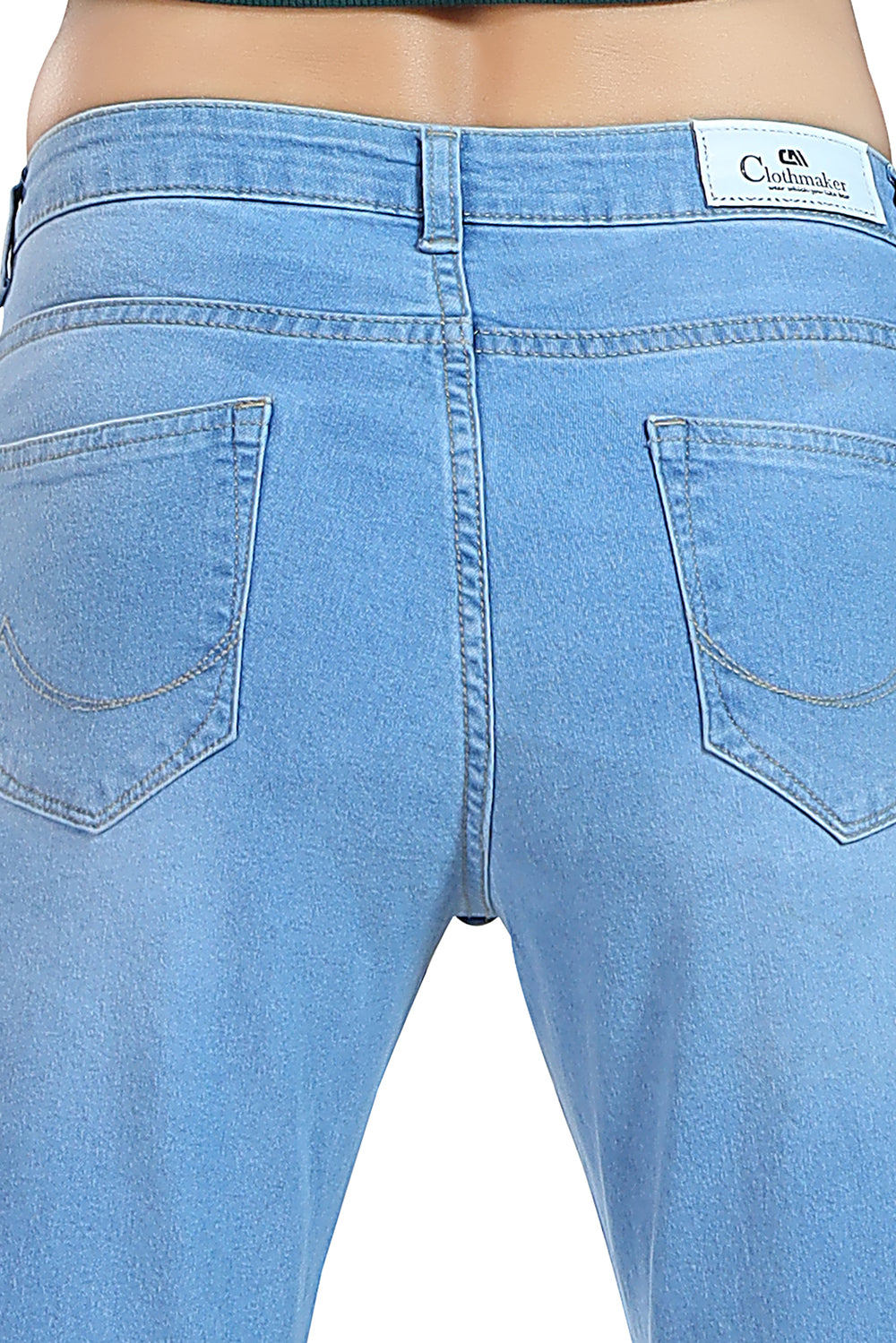 Women's Mid Rise Slim Fit Light Blue Stretchable Denim Jeans 1012