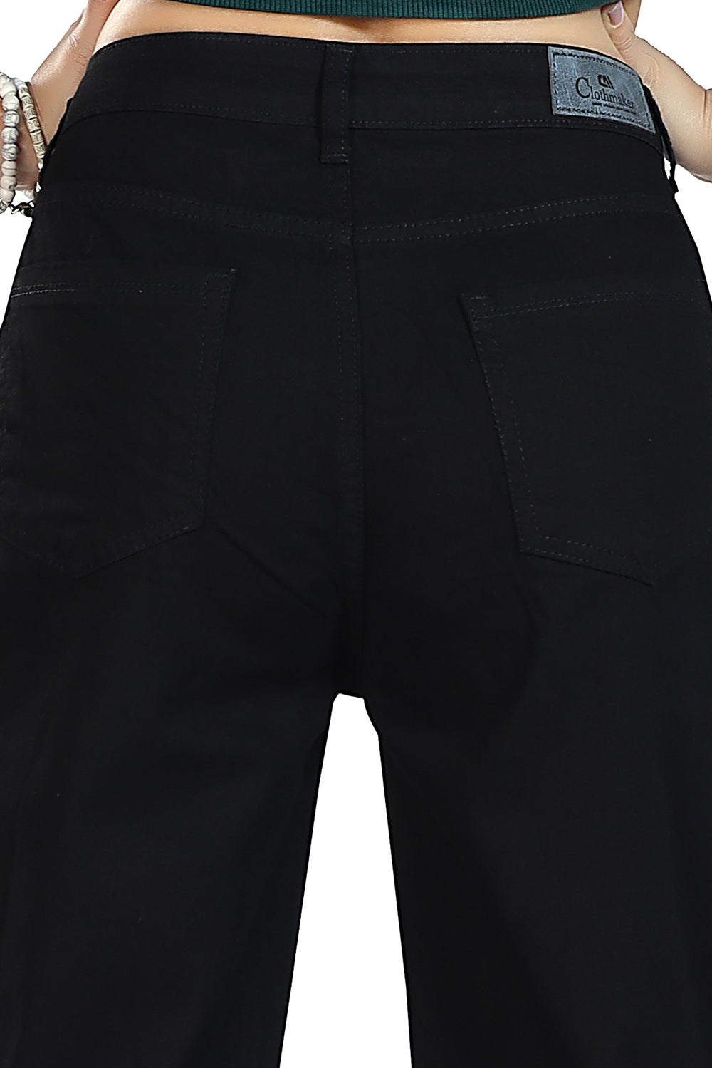 Women's High Rise Flare Fit Black Non-Stretchable Denim Jeans 1019