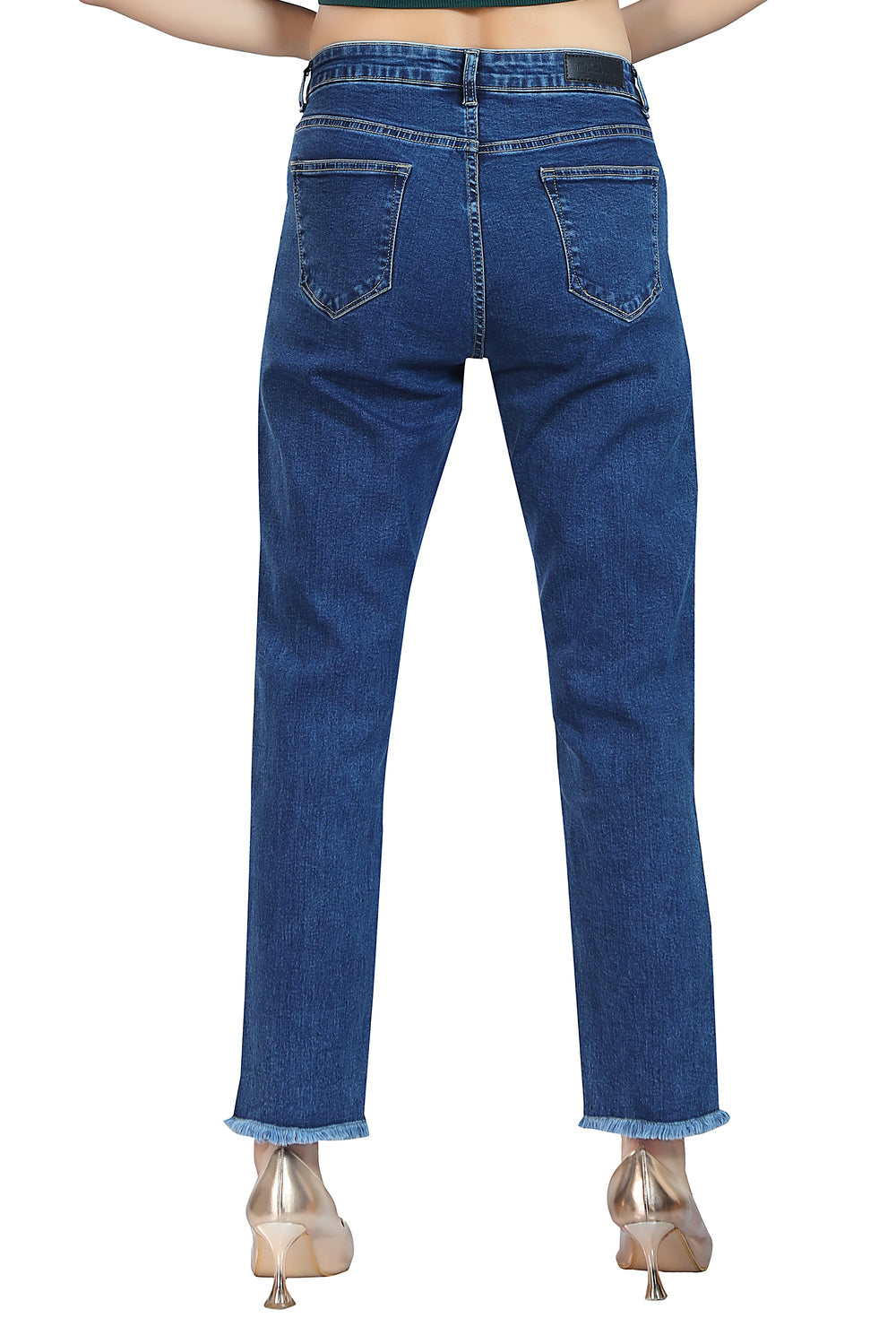 Women's Mid Rise Slim Fit Indigo Stretchable Denim Jeans 1015
