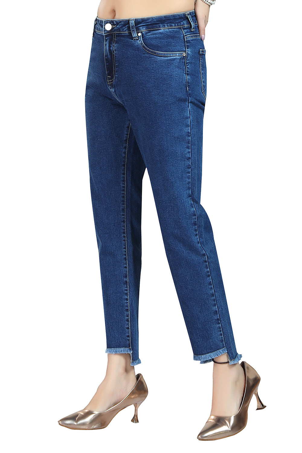 Women's Mid Rise Slim Fit Indigo Stretchable Denim Jeans 1015