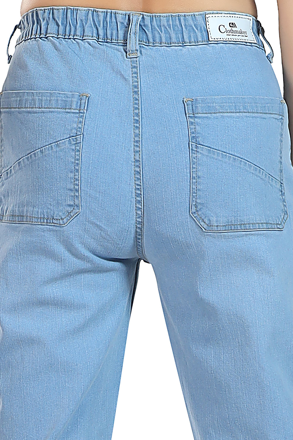 Women's Mid Rise Straight Fit Light Blue Stretchable Denim Jeans 1025